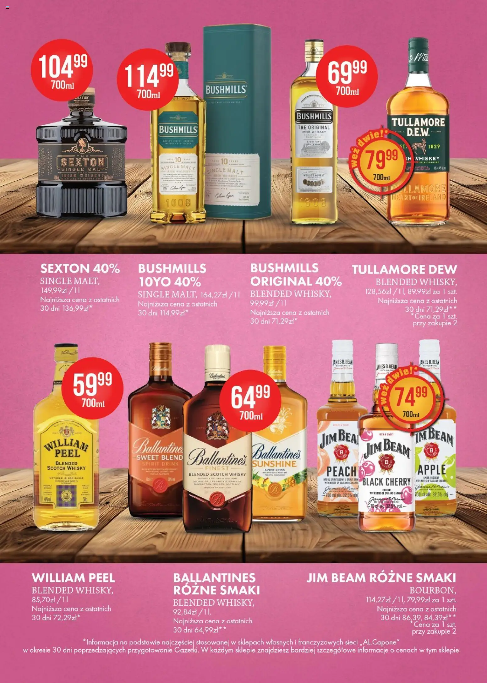 Al.Capone gazetka od 10.08.2026 | Strona: 4 | Produkty: William Peel, Tullamore Dew, Scotch whisky, Jim Beam