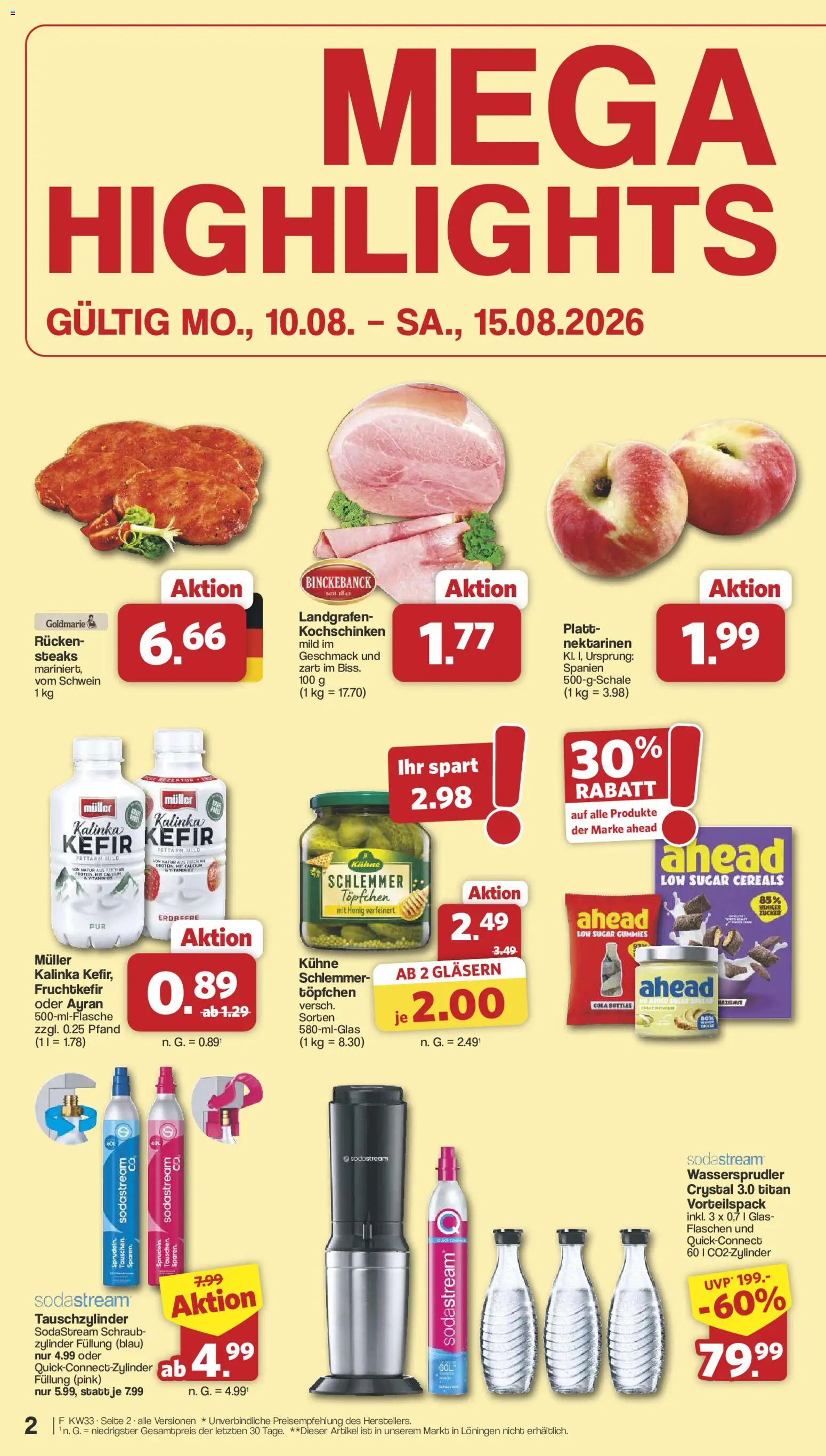Famila Nordwest Prospekt – gültig ab 10.08.2026 | Seite: 2 | Produkte: Kefir, Cola, Nektarinen, Sodastream