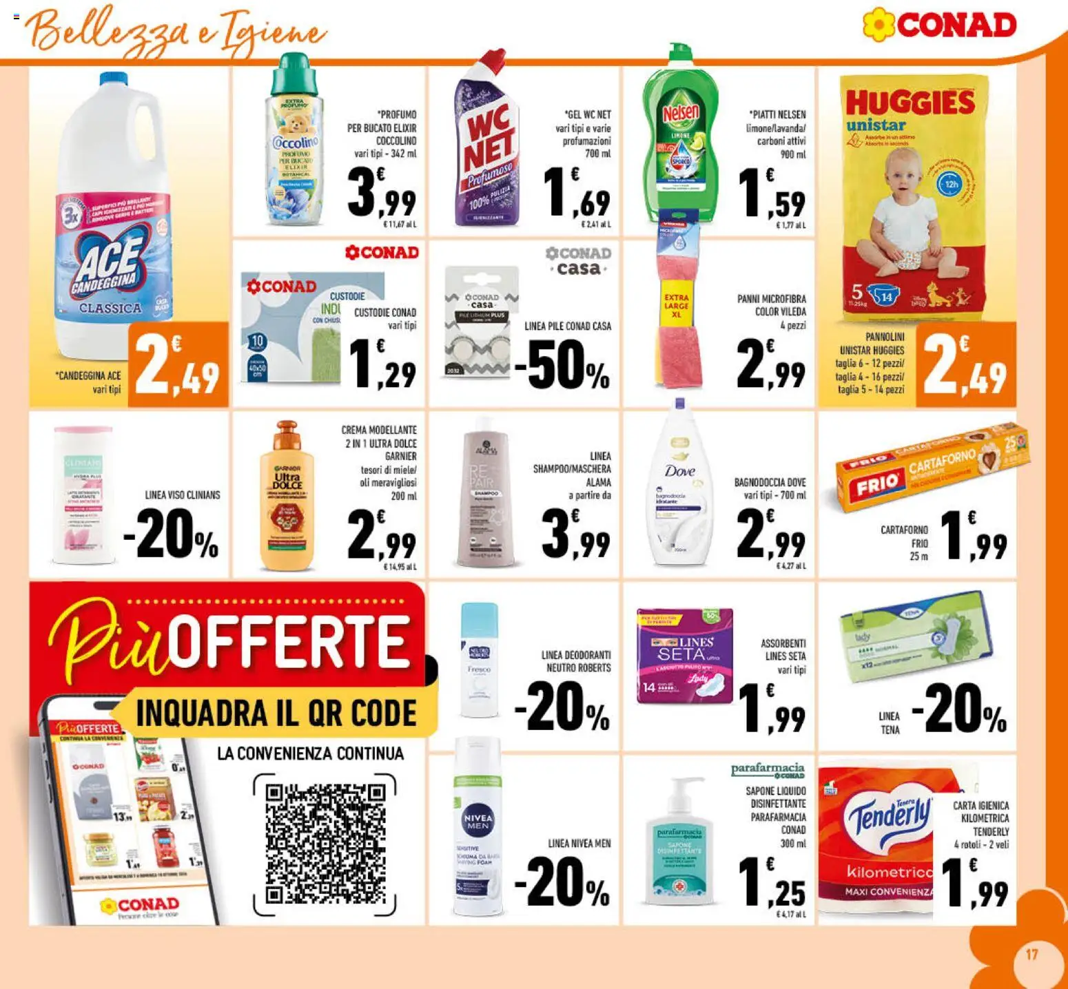 Volantino Conad del 07/10/2026 | Pagina: 17 | Prodotti: Crema, Assorbenti, Bagno, Profumo