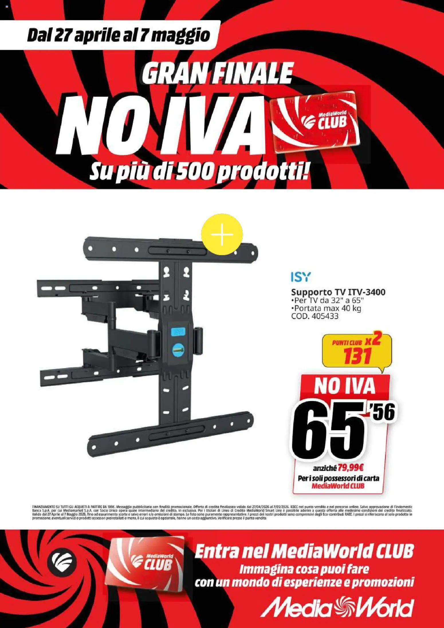 Volantino Media World del 27.04.2026 | Pagina: 54 | Prodotti: TV