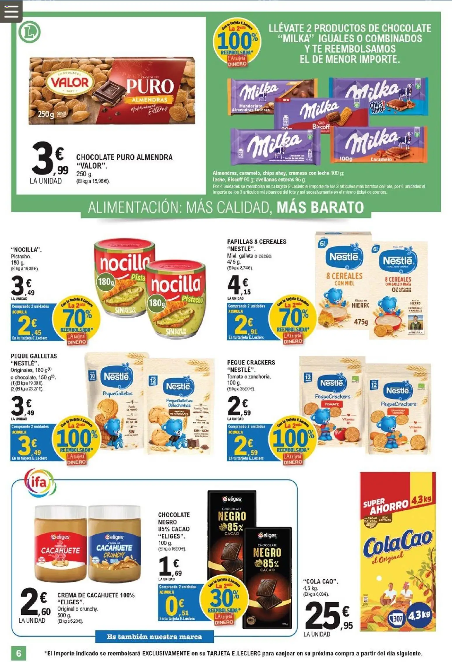 E.Leclerc Trujillo │ válido desde el 26/08/2026 | Página: 6 | Productos: Leche, Zanahoria, Galletas, Cacao