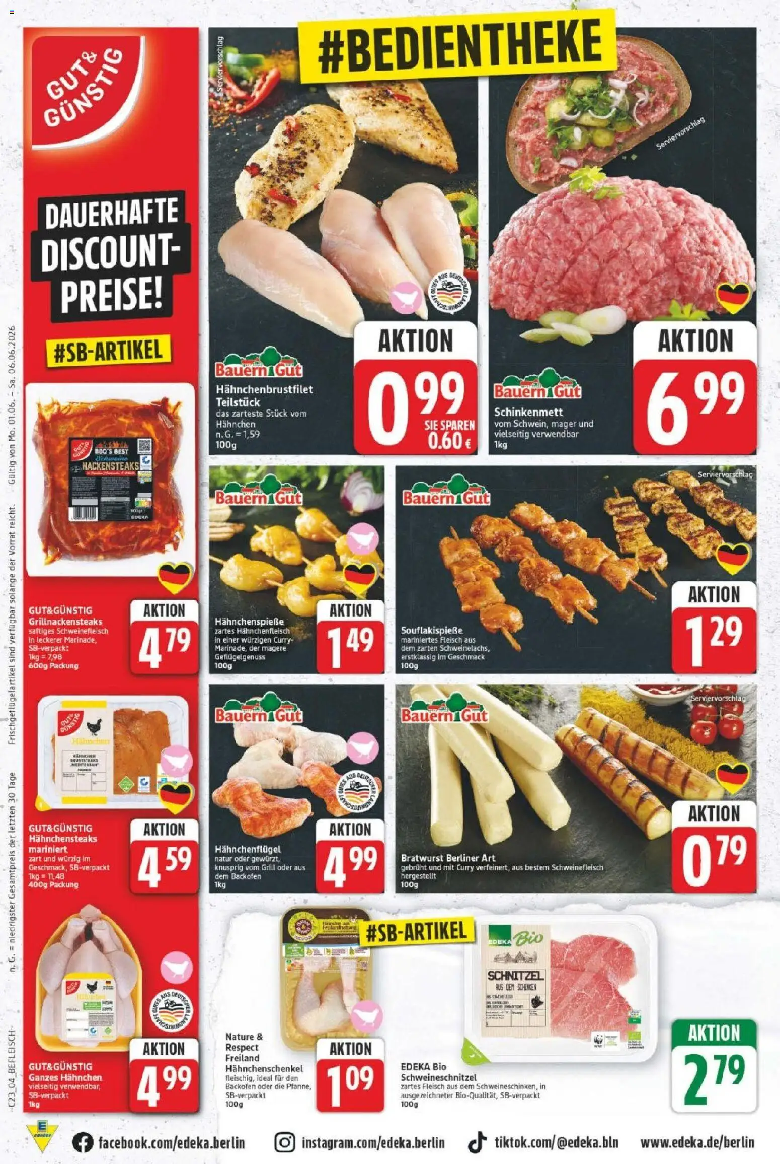E center Prospekt – gültig ab 01.06.2026 | Seite: 6 | Produkte: Berliner, Nackensteaks, Grill, Schnitzel