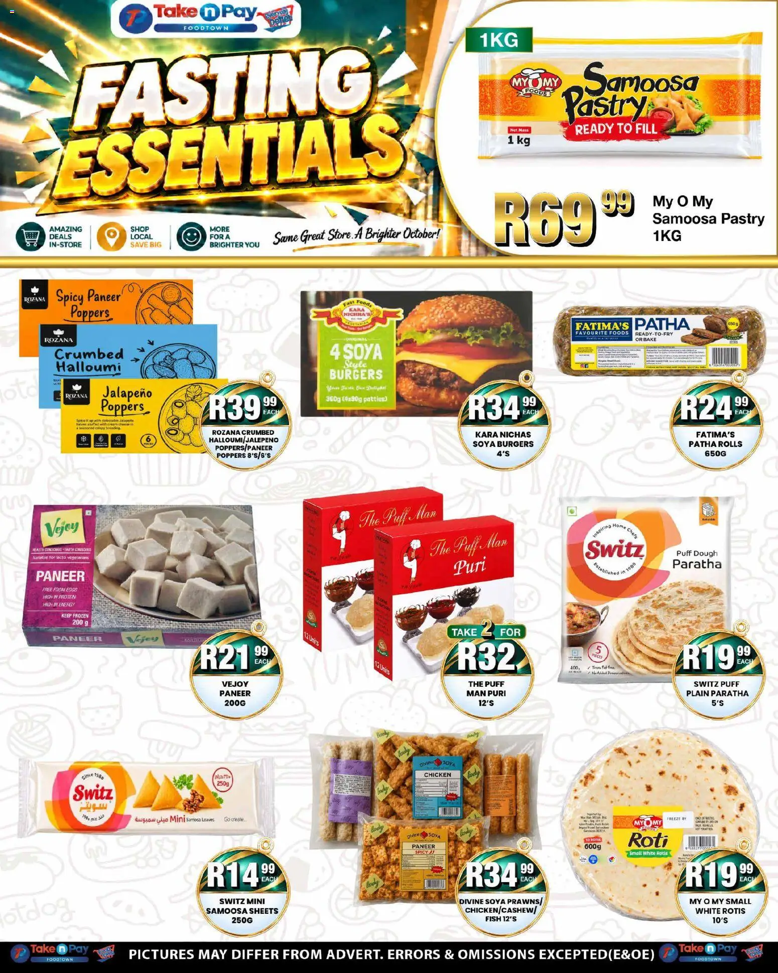 New Take n Pay catalogue – valid from 05/10/2026 | Page: 4 | Products: Chicken, Burgers, Dough, Pastry