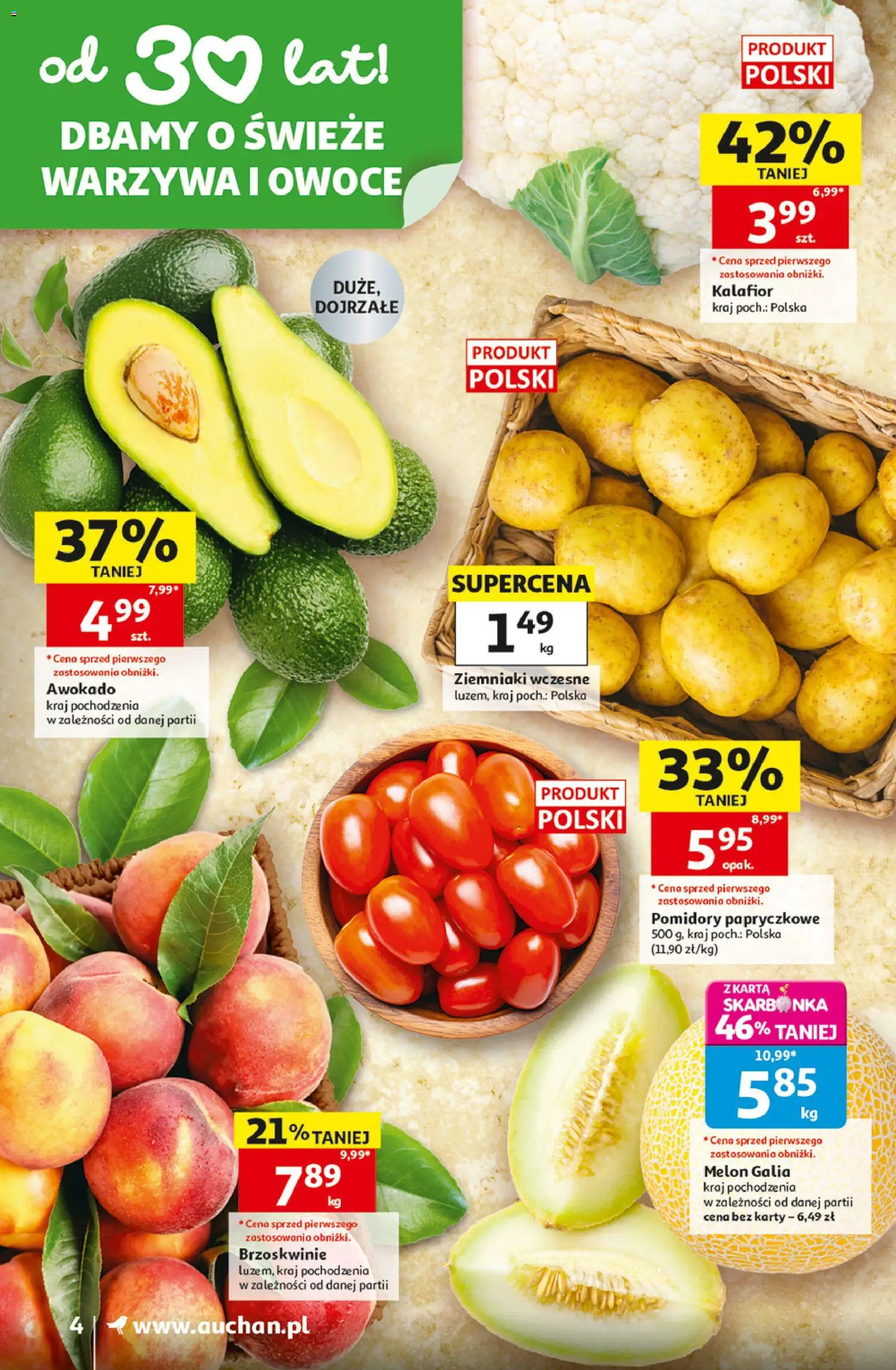 Auchan gazetka od 18.06.2026 | Strona: 4 | Produkty: Karta, Melon, Kalafior, Ziemniaki