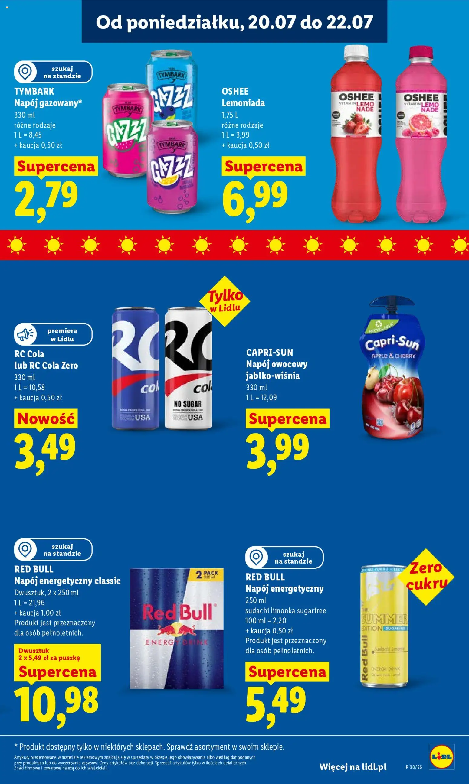Lidl gazetka od 20.07.2026 | Strona: 75 | Produkty: Red bull, Napój energetyczny, Oshee, Lemoniada
