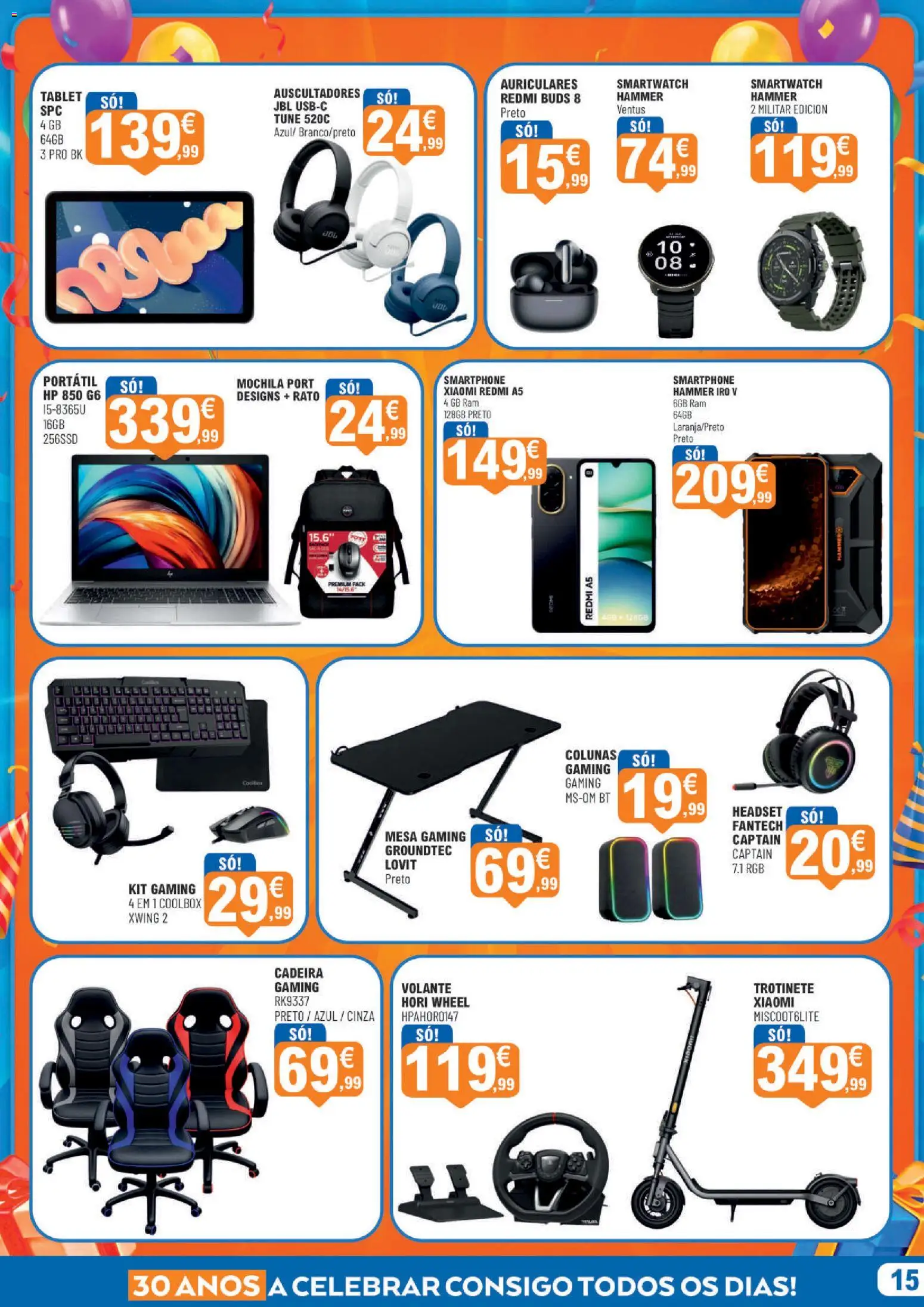 E.Leclerc folheto Aniversário Bazar Lamego │ válido de 15/10/2026 | Página: 15 | Produtos: Mochila, Smartphone, Smartwatch, Cadeira