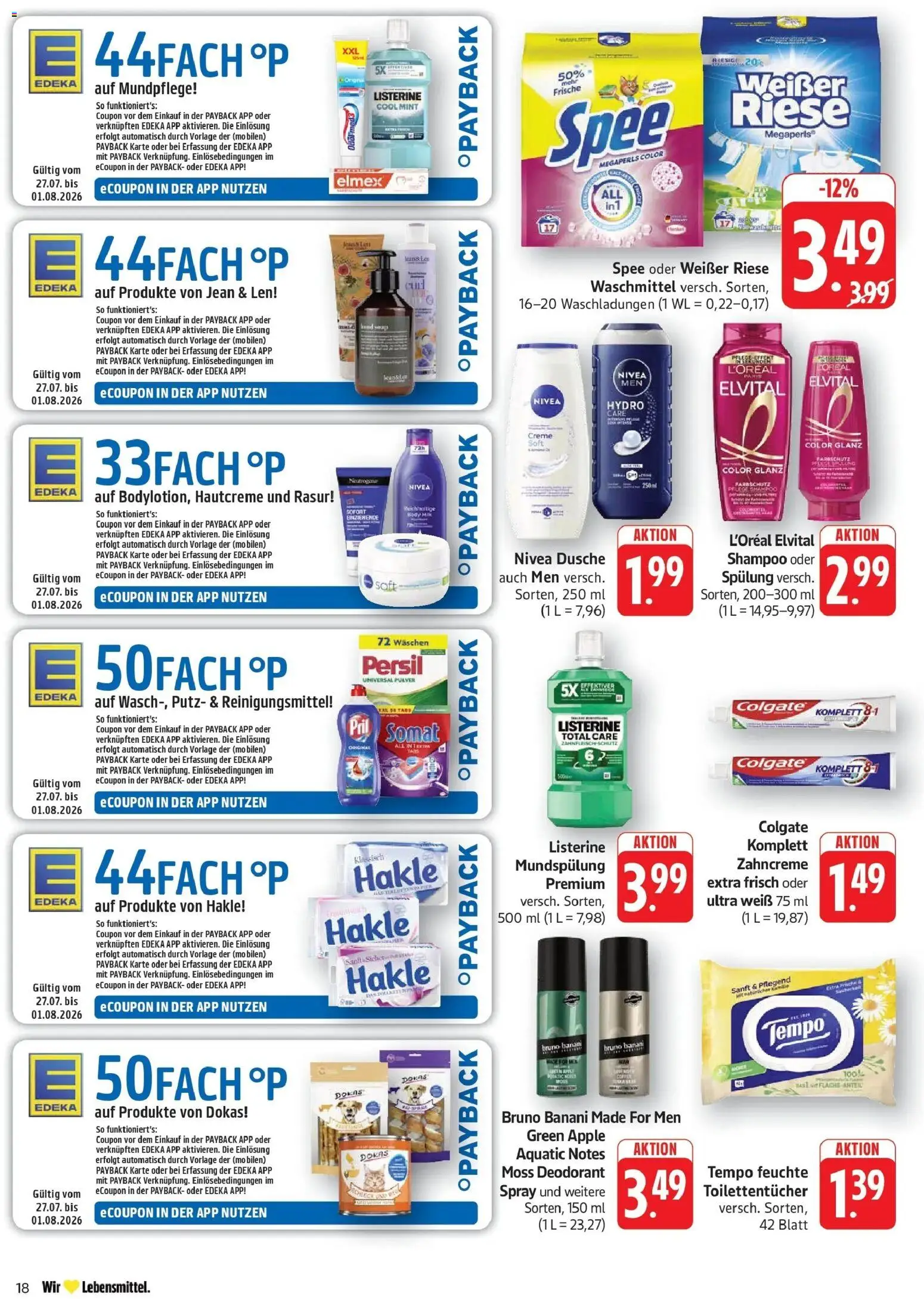 Edeka Prospekt Göppingen – gültig ab 27.07.2026 | Seite: 18 | Produkte: Creme, Tempo, Body Milk, Pril
