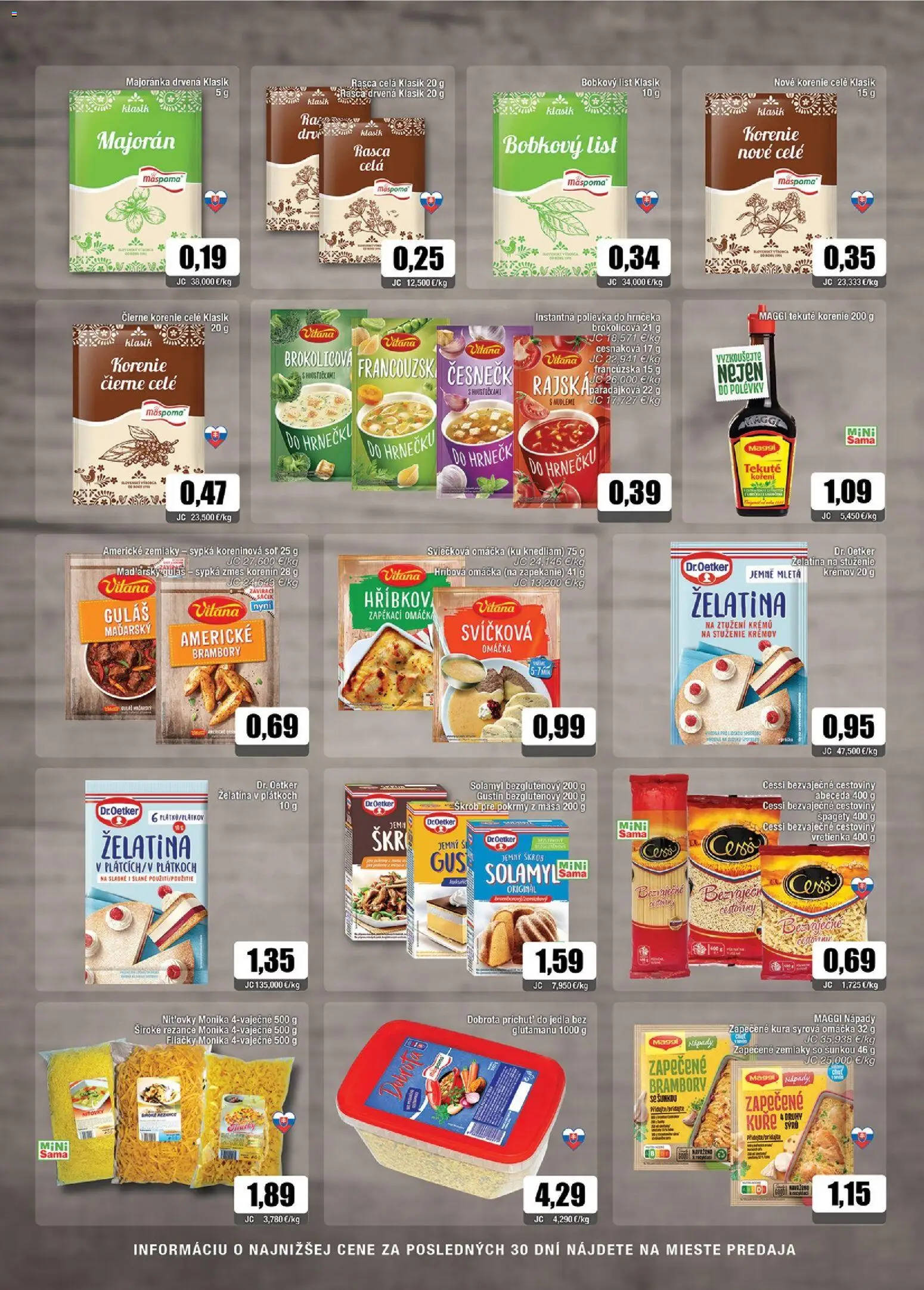 Nové Sama akcie – leták je platný od 11.09.2026 | Strana: 6 | Produkty: Americké zemiaky, Omáčka, Špagety, Majorán