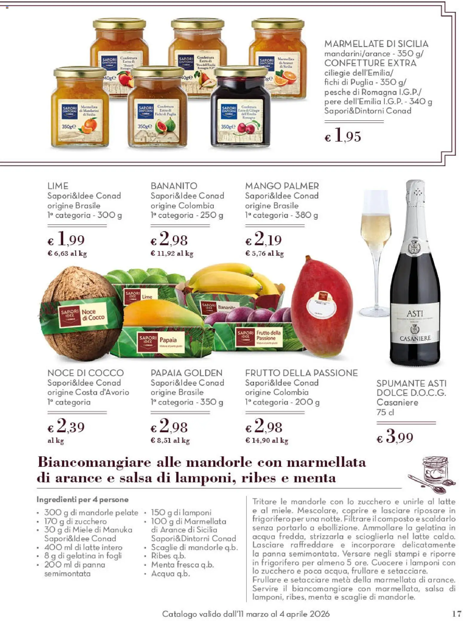 Volantino Spazio Conad del 11.03.2026 | Pagina: 17 | Prodotti: Mandarini, Acqua, Mandorle, Cocco