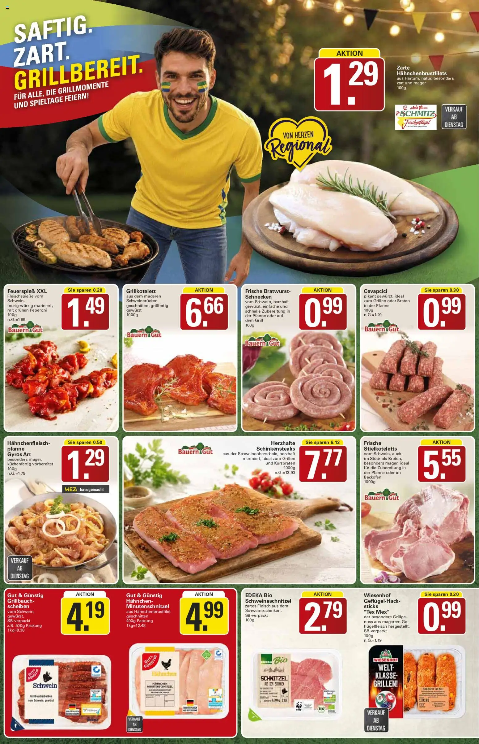 WEZ Prospekt – gültig ab 06.07.2026 | Seite: 4 | Produkte: Hahnchen, Cevapcici, Gyros, Fleisch