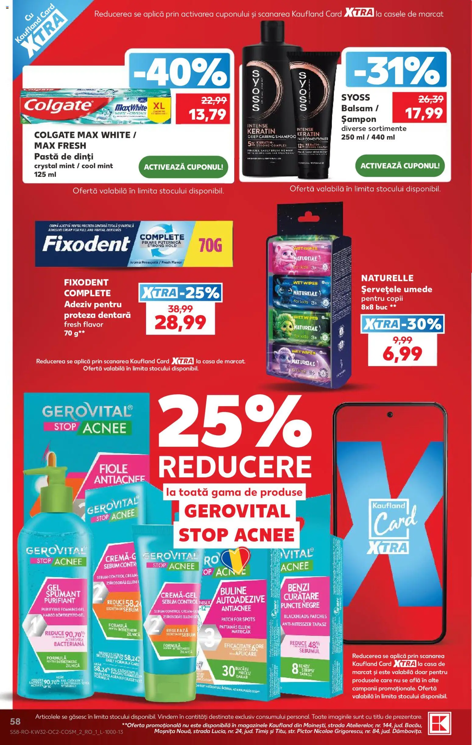 Noul catalog Kaufland – valabil de la 05.08.2026 | Pagină: 58 | Produse: Șampon, Balsam, Cremă, Adeziv