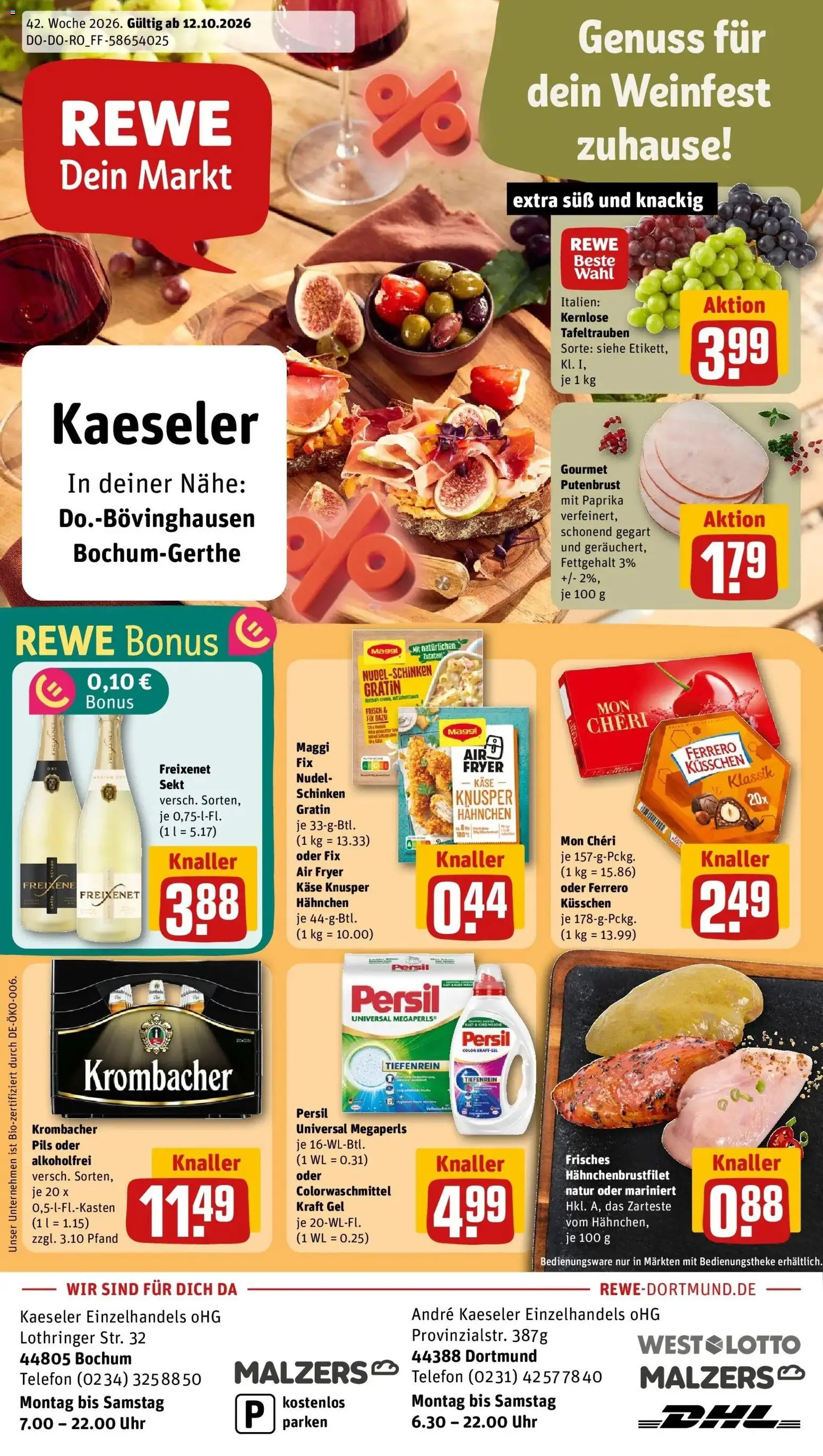 REWE Prospekt ab 12.10.2026 zum Blättern » Angebote | Seite: 1 | Produkte: Käse, Freixenet, Uhr, Persil