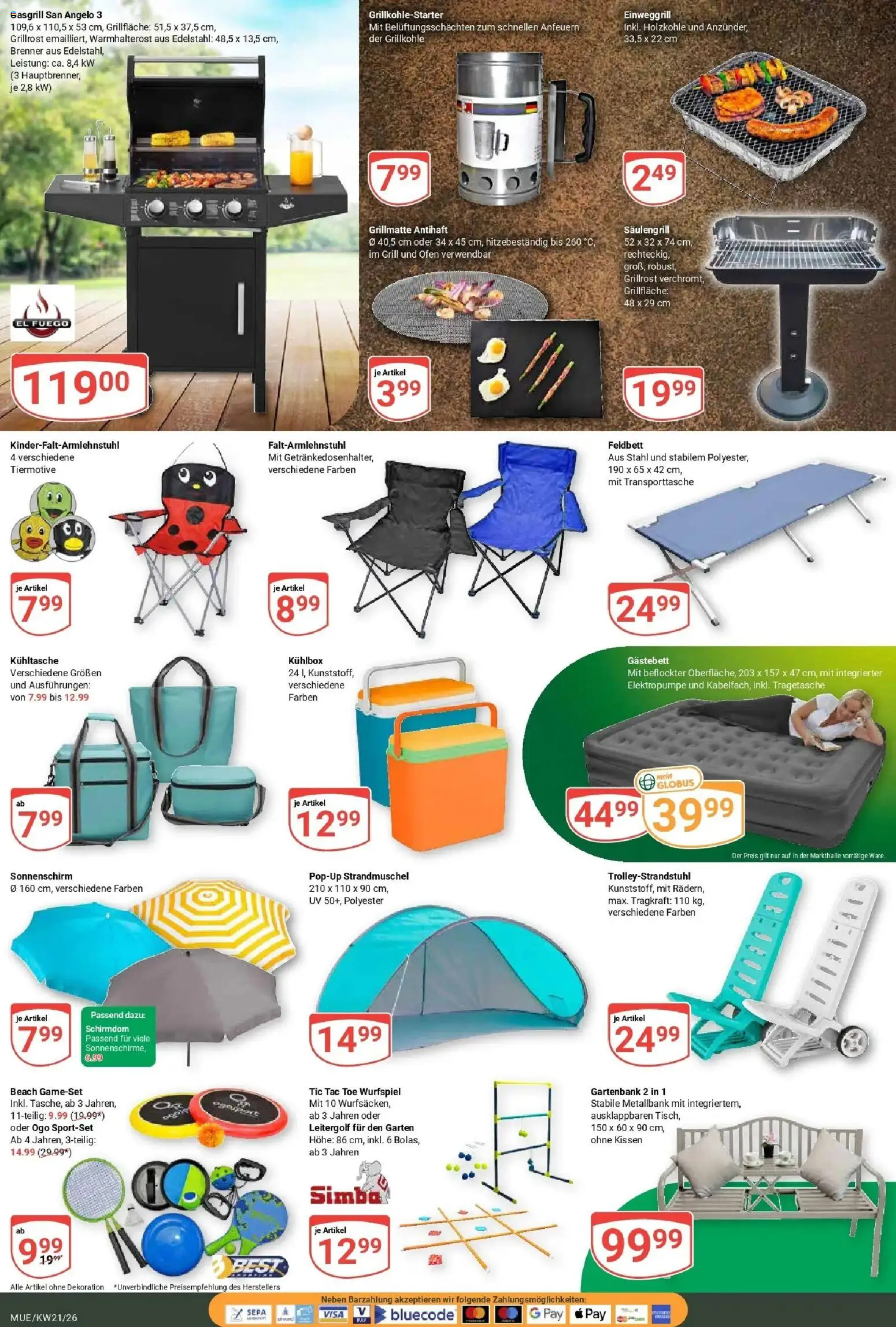 Globus Prospekt Mühldorf – gültig ab 17.05.2026 | Seite: 23 | Produkte: Ofen, Grill, Kissen, Sonnenschirm