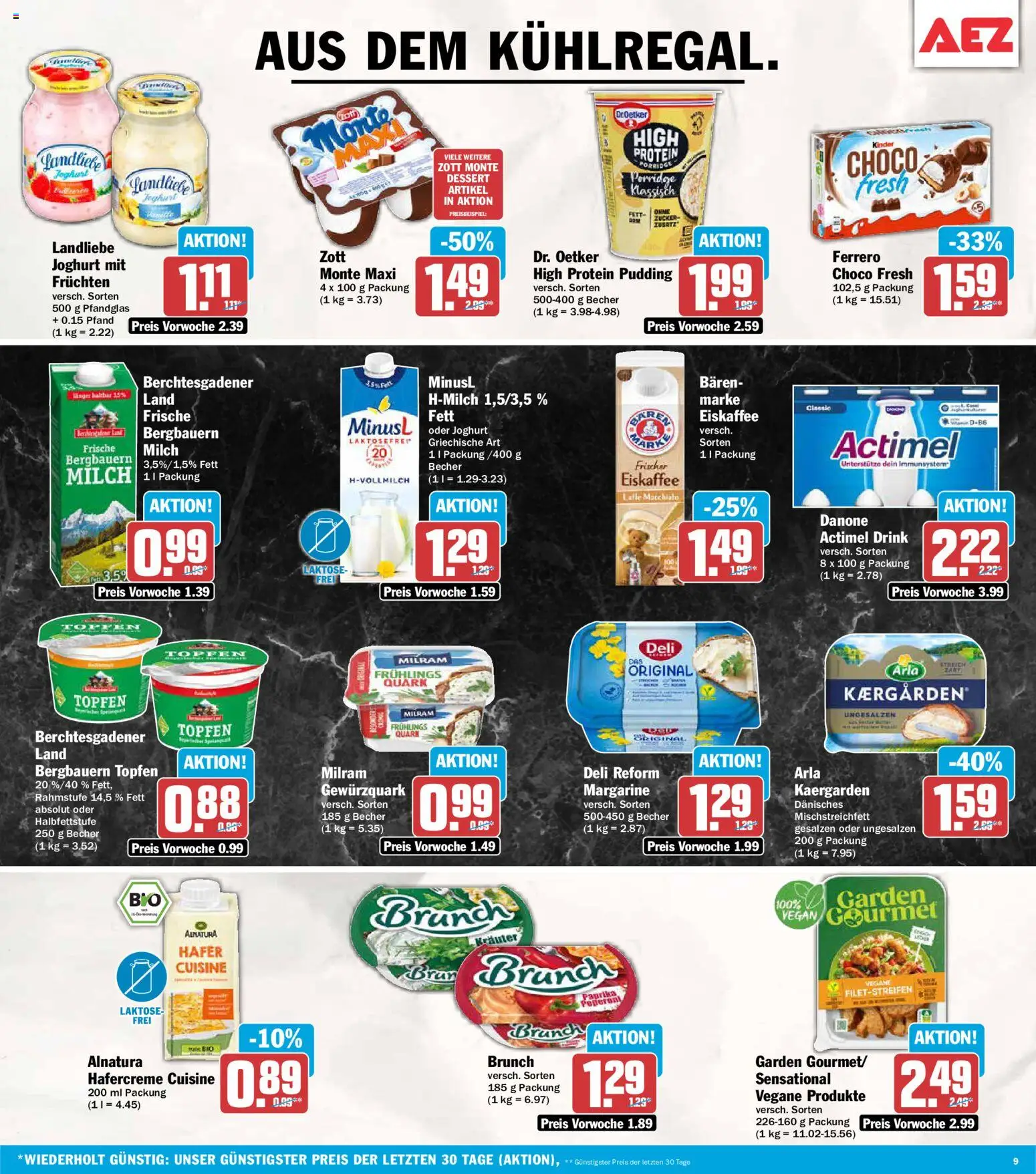 AEZ Prospekt – gültig ab 05.10.2026 | Seite: 9 | Produkte: Quark, Joghurt, Creme, Milram