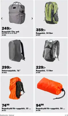 Biltema erbjudanden - Förhandsvisning av reklamblad från butik Biltema aktuell från 29/06/2026 | Sida: 6 | Produkter: Ryggsäck