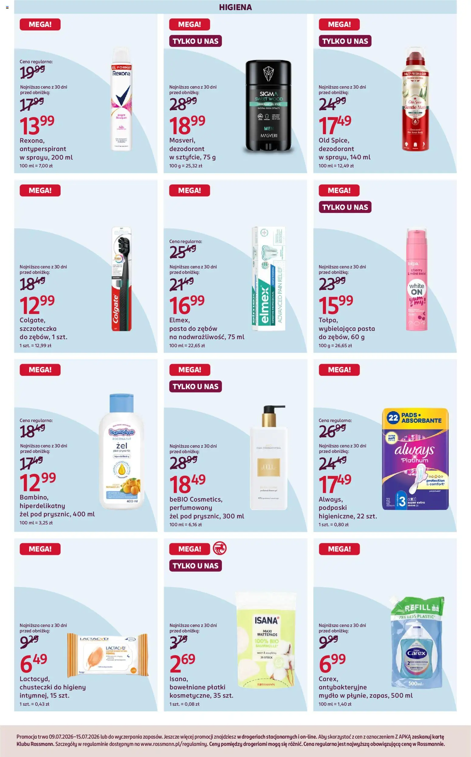 Rossmann gazetka od 09.07.2026 | Strona: 3 | Produkty: Prysznic, Płatki, Dezodorant, Antyperspirant
