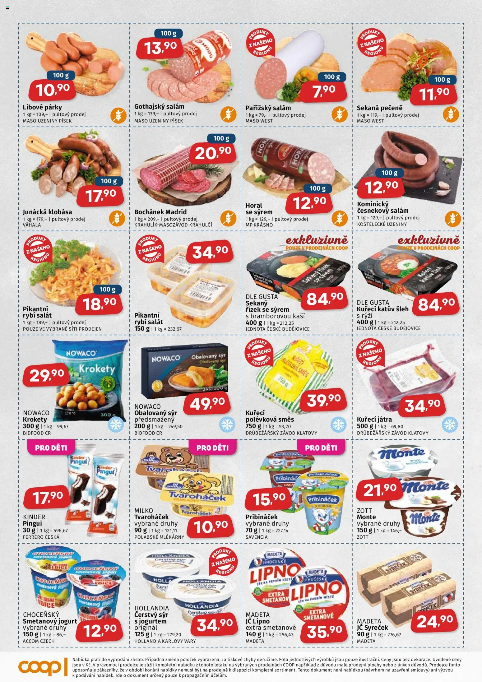 Coop leták - Západočeský region od 07.10.2026 | Strana: 2 | Produkty: Párky, Písek, Tvaroháček, Játra