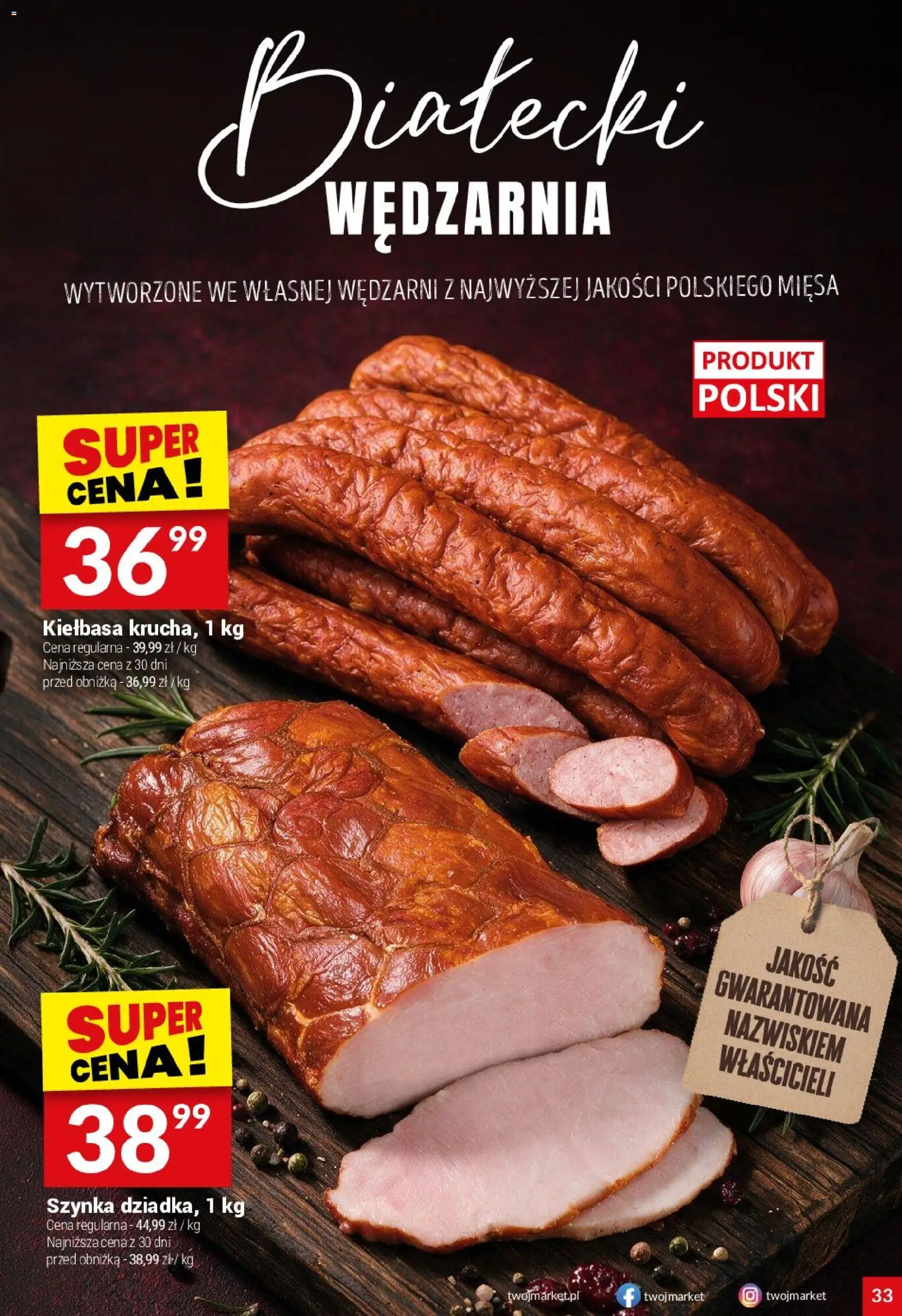 Twój Market gazetka od 02.09.2026 | Strona: 33 | Produkty: Kiełbasa, Szynka