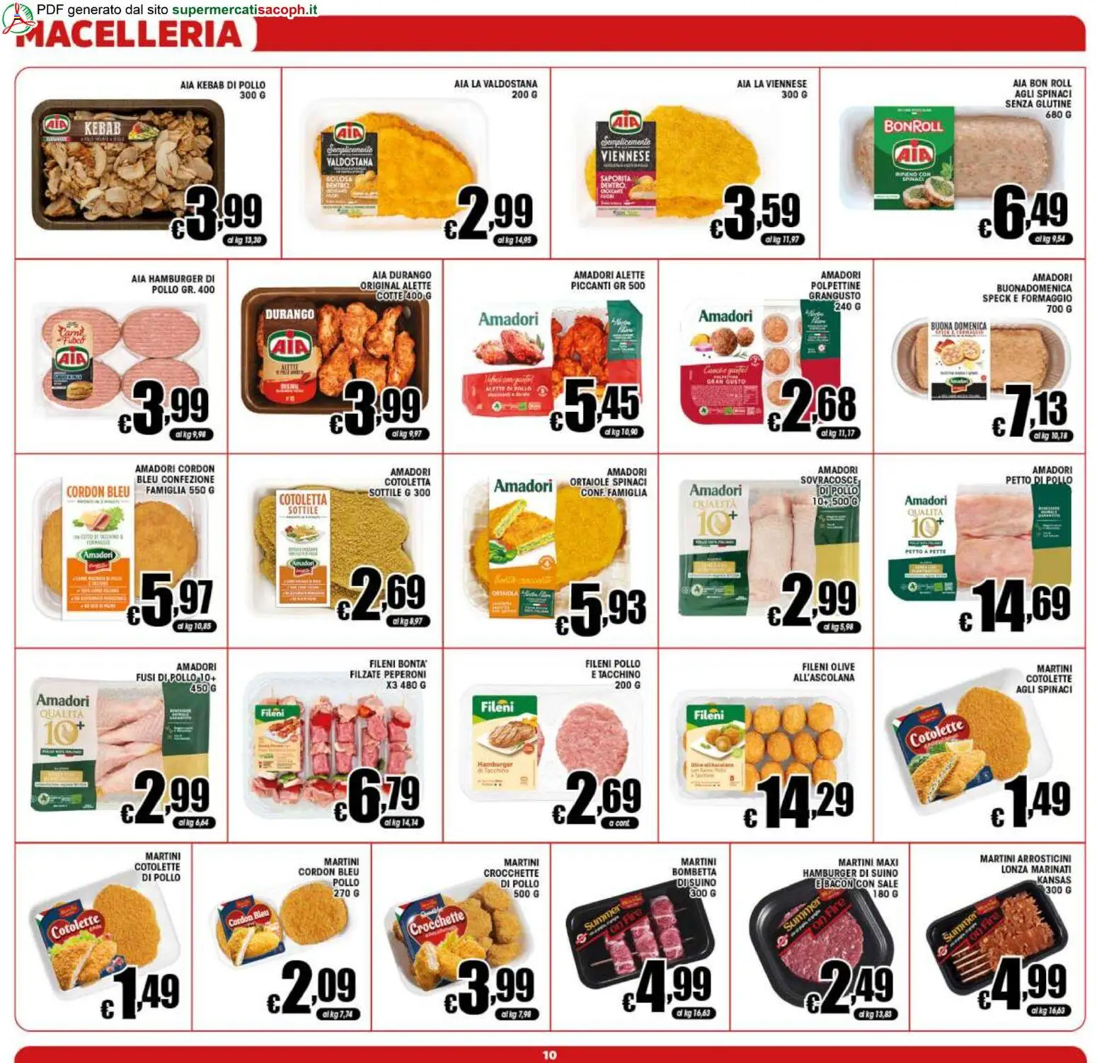 Volantino Sacoph del 21/08/2026 | Pagina: 10 | Prodotti: Senza glutine, Petto di Pollo, Peperoni, Spinaci