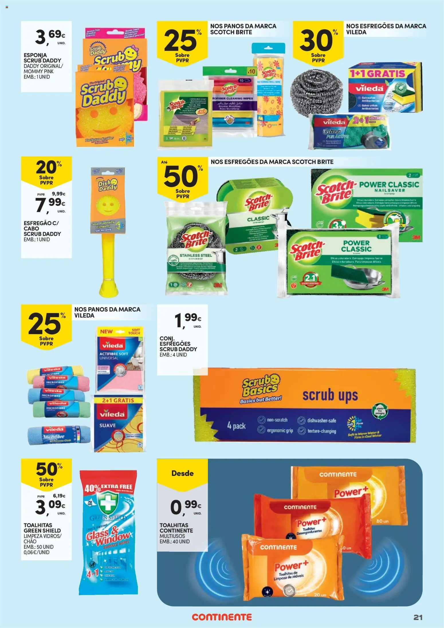 Continente - Limpeza do Lar │ válido de 01/09/2026 | Página: 21 | Produtos: Esfregão, Cabo, Esponja
