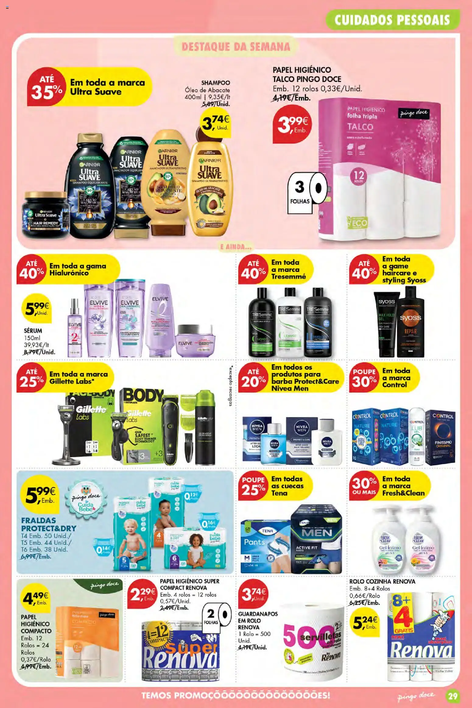 Pingo Doce Poupe Esta Semana Açores │ válido de 23/07/2026 | Página: 29 | Produtos: Papel higiénico, Guardanapos, Shampoo, Sérum