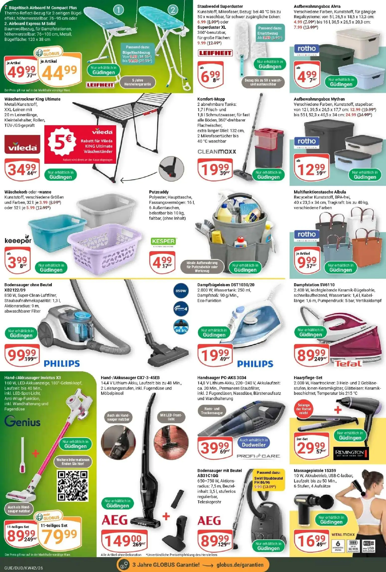 Globus Prospekt Saarbrücken-Dudweiler (ab 12.10.2026) » Angebote online | Seite: 27 | Produkte: Philips, Haartrockner, Glätteisen, Waschestander