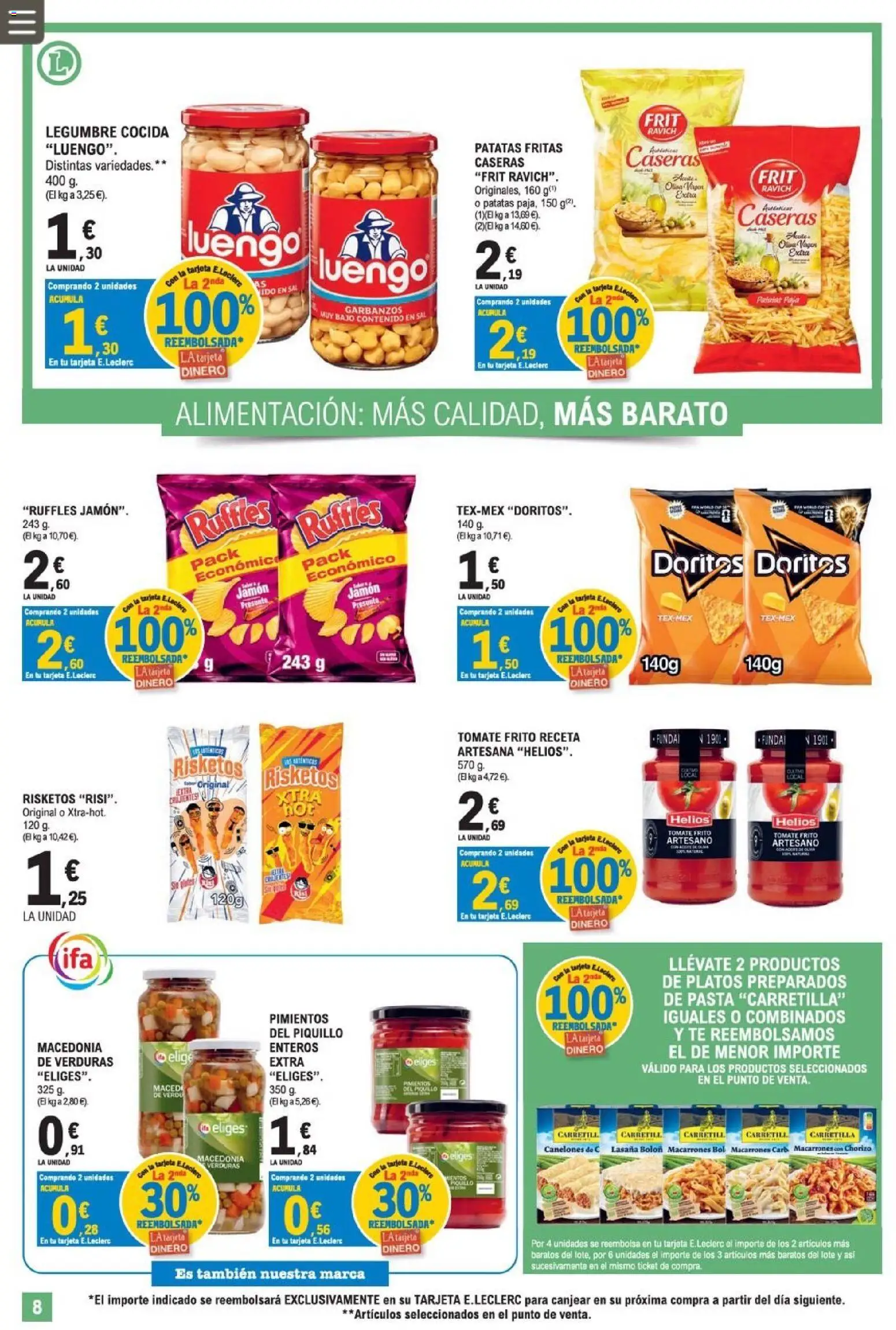E.Leclerc Miranda de Ebro │ válido desde el 12/08/2026 | Página: 8 | Productos: Verduras, Tomate, Té, Canelones