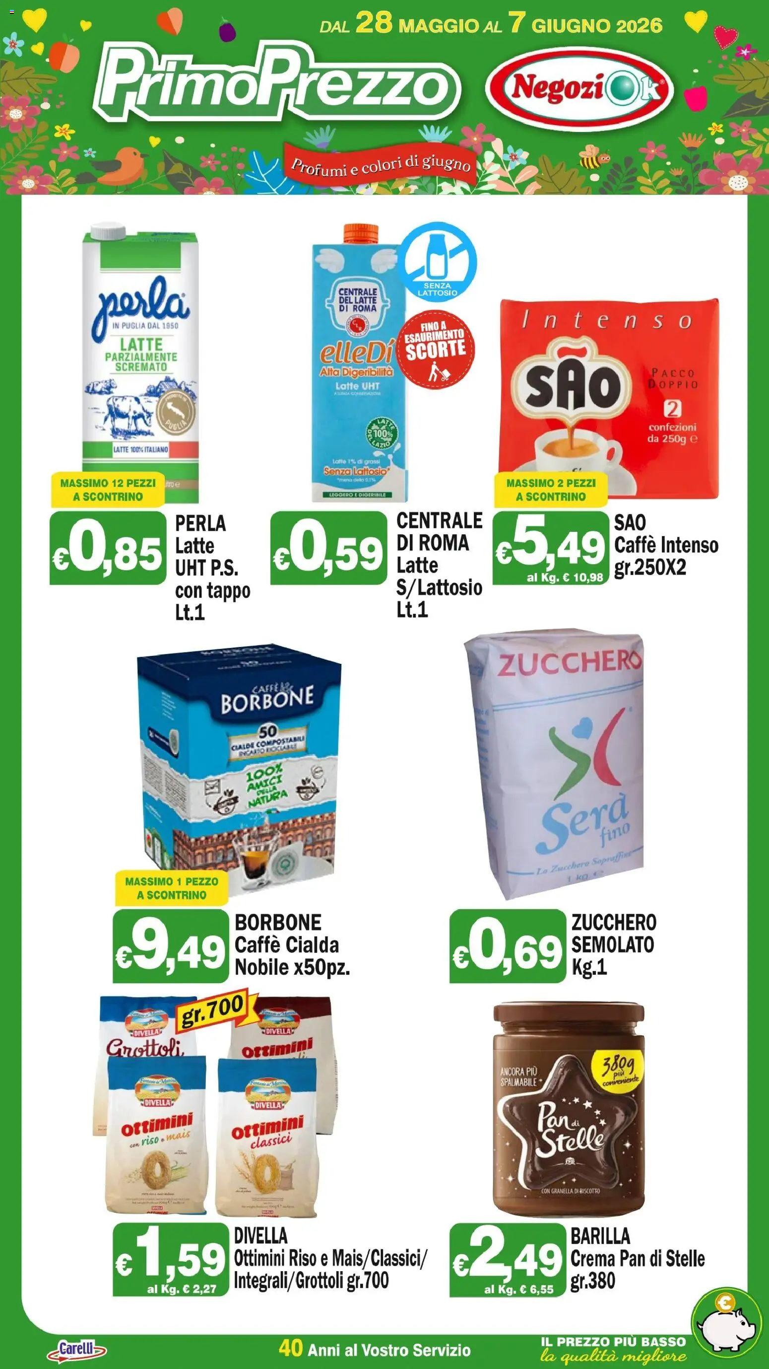 Volantino Primo Prezzo del 28.05.2026 | Pagina: 1 | Prodotti: Crema, Caffè, Zucchero, Zucchero semolato