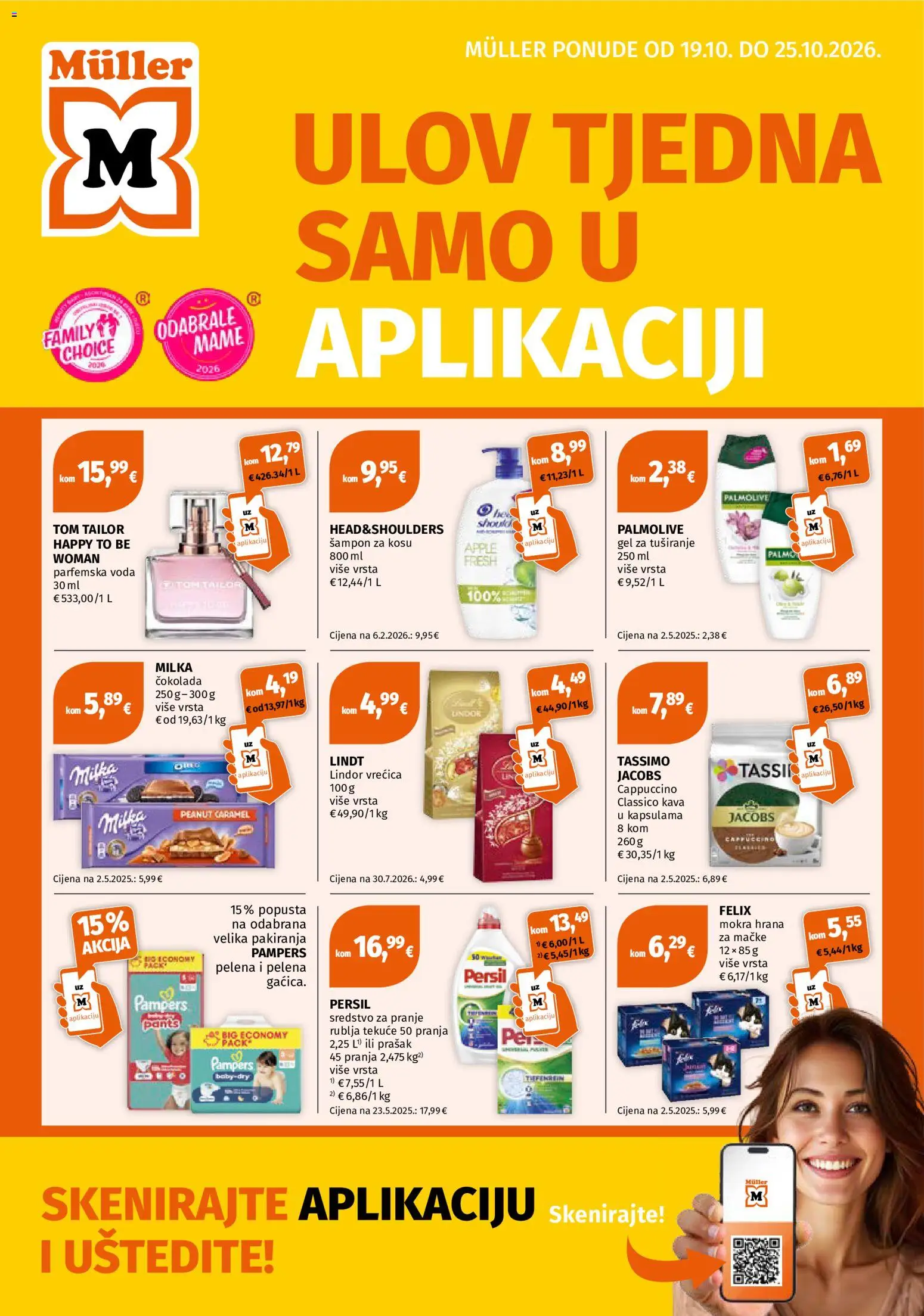 Müller katalog | vrijedi od 19.10.2026 | Stranica: 1 | Proizvodi: Jacobs, Pampers, Cappuccino, Persil