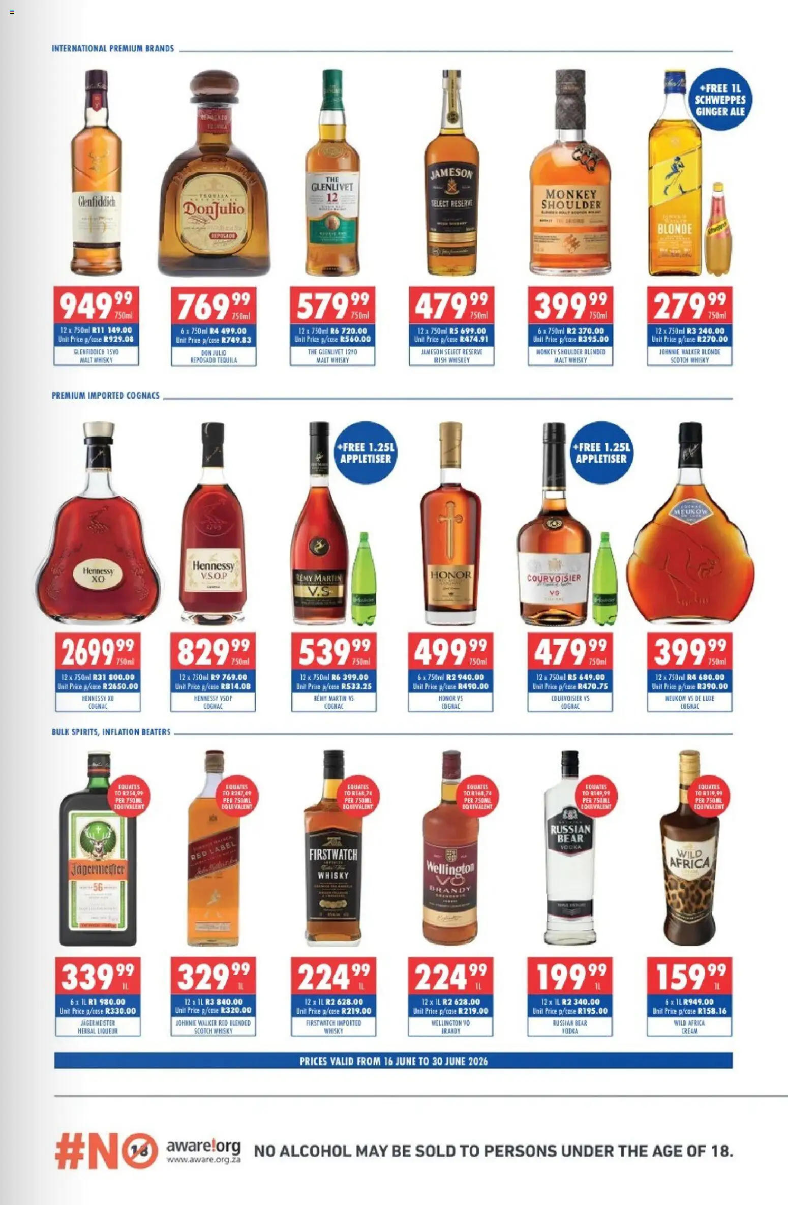 New Ultra Liquors catalogue – valid from 16.06.2026 | Page: 2 | Products: Cream, Vodka, Whiskey, Ensalada de quino