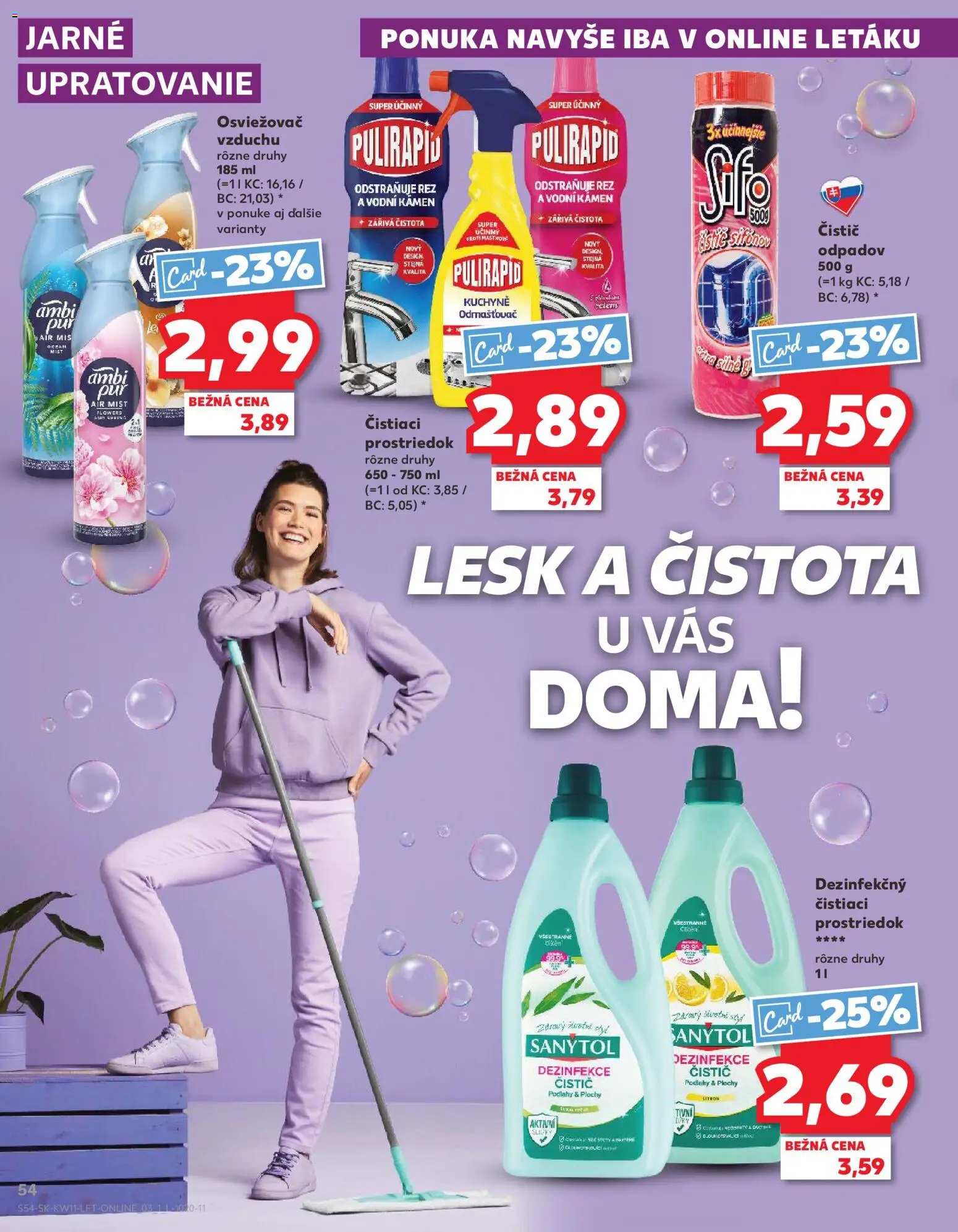 Nové Kaufland akcie – leták je platný od 12.03.2026 | Strana: 54 | Produkty: Osviežovač vzduchu, Sanytol, Čistiaci prostriedok, Kuchyne