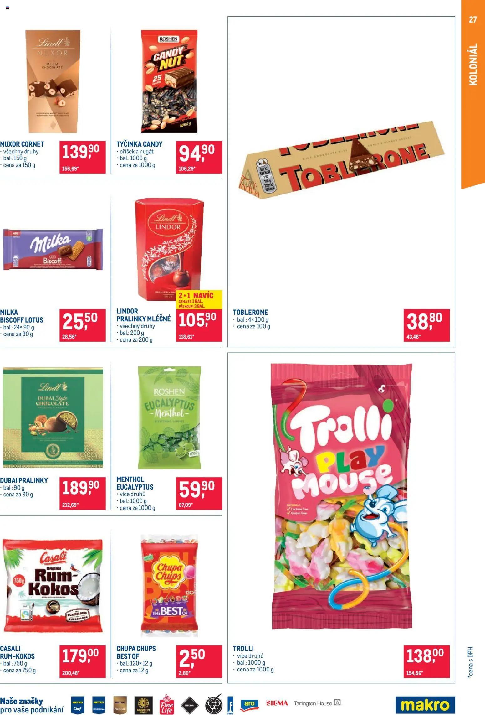 Makro leták - Pro milovníky jídla od 07.10.2026 | Strana: 27 | Produkty: Rum, Milka, Lindt lindor, Toblerone