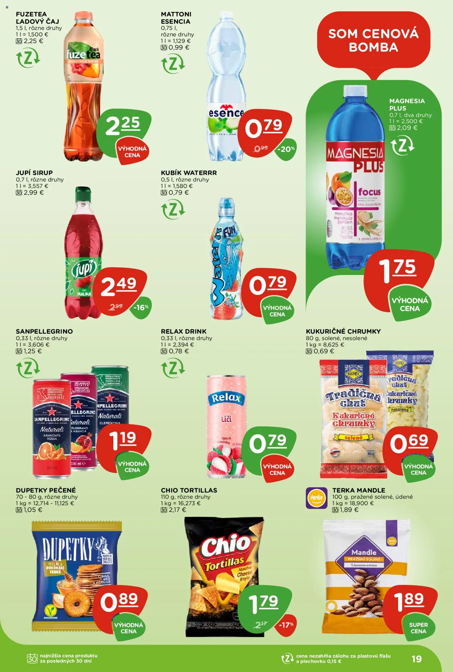Nové Terno akcie – leták je platný od 06.08.2026 | Strana: 19 | Produkty: Liči, Magnesia, Mattoni, Mandle