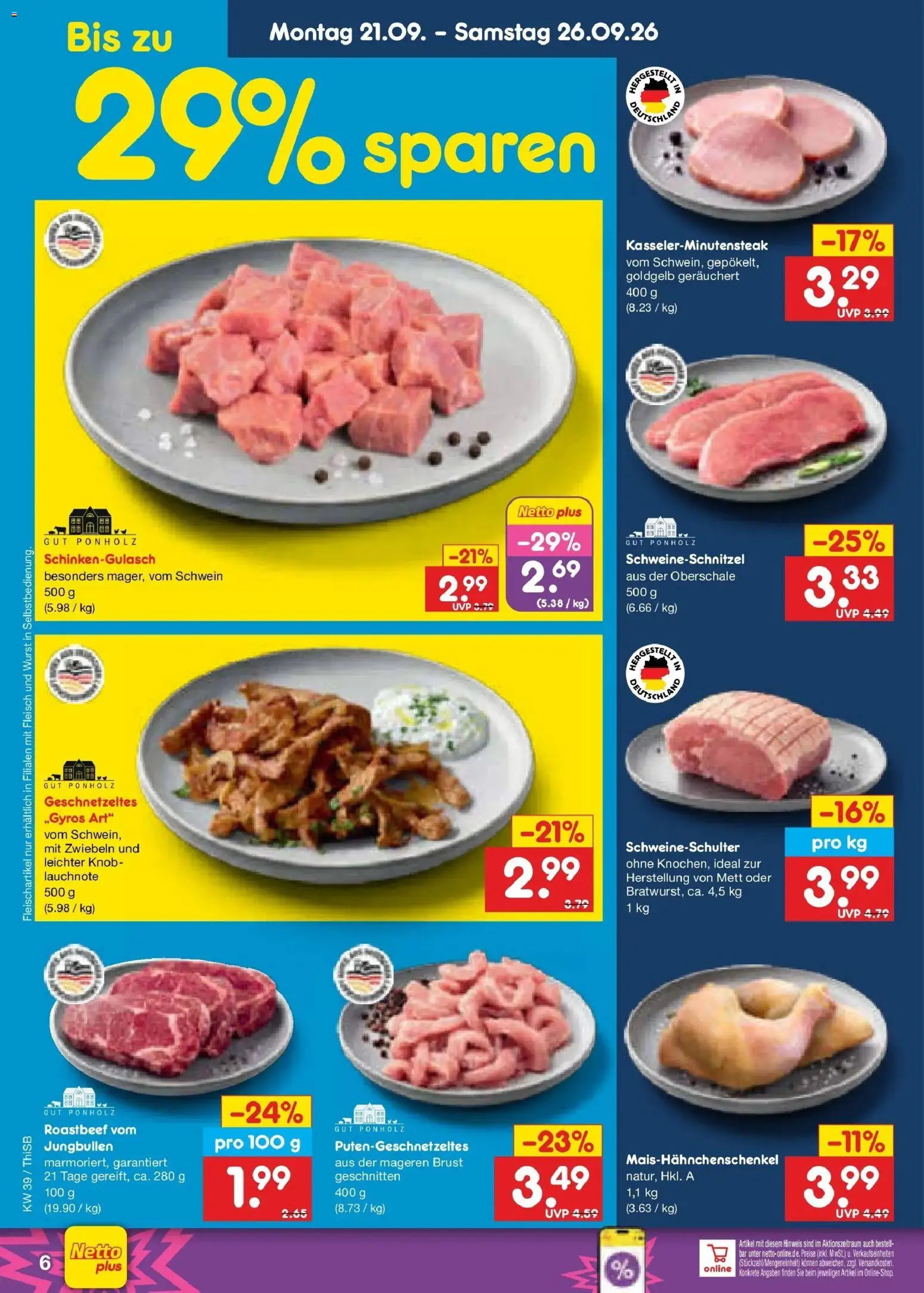 Netto Marken-Discount Prospekt Pirna – gültig ab 21.09.2026 | Seite: 10 | Produkte: Roastbeef, Zwiebeln, Wurst, Fleisch