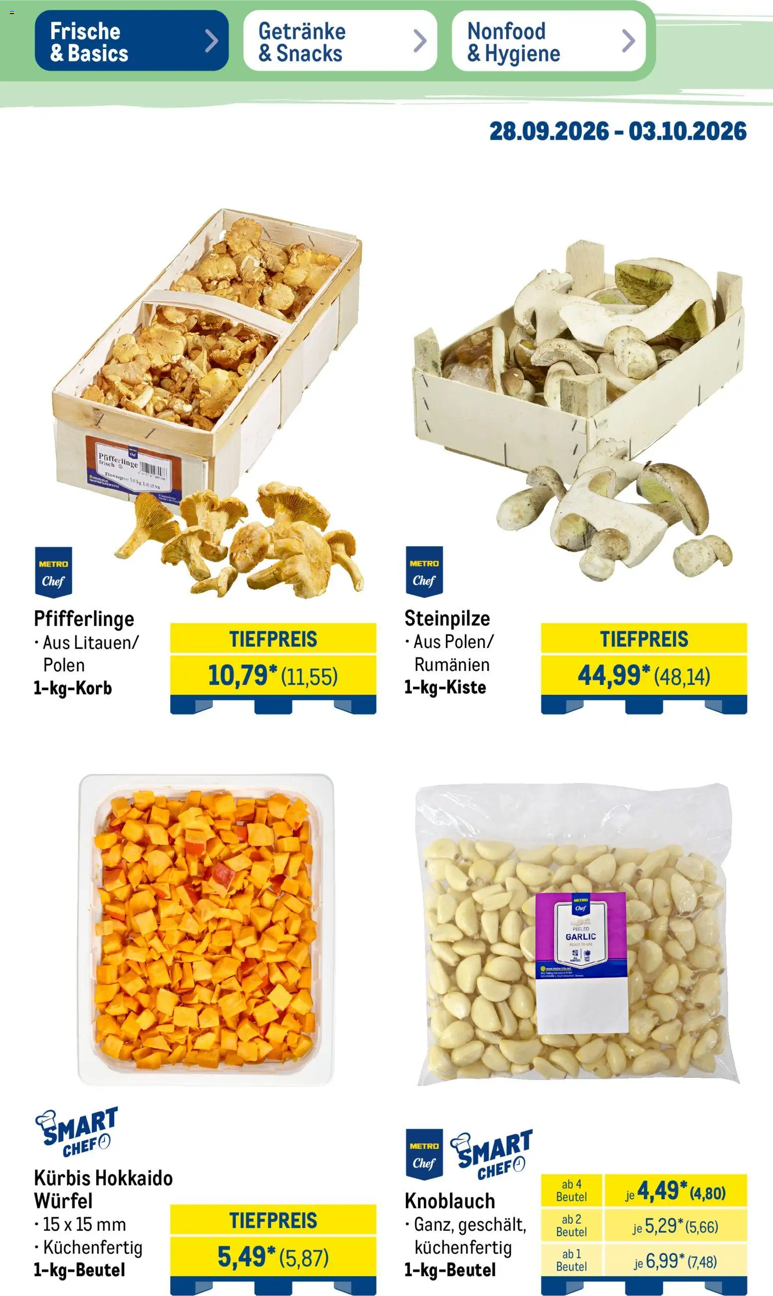 Metro NonFood-Angebote – gültig ab 28.09.2026 | Seite: 38 | Produkte: Knoblauch, Pfifferlinge, Kürbis