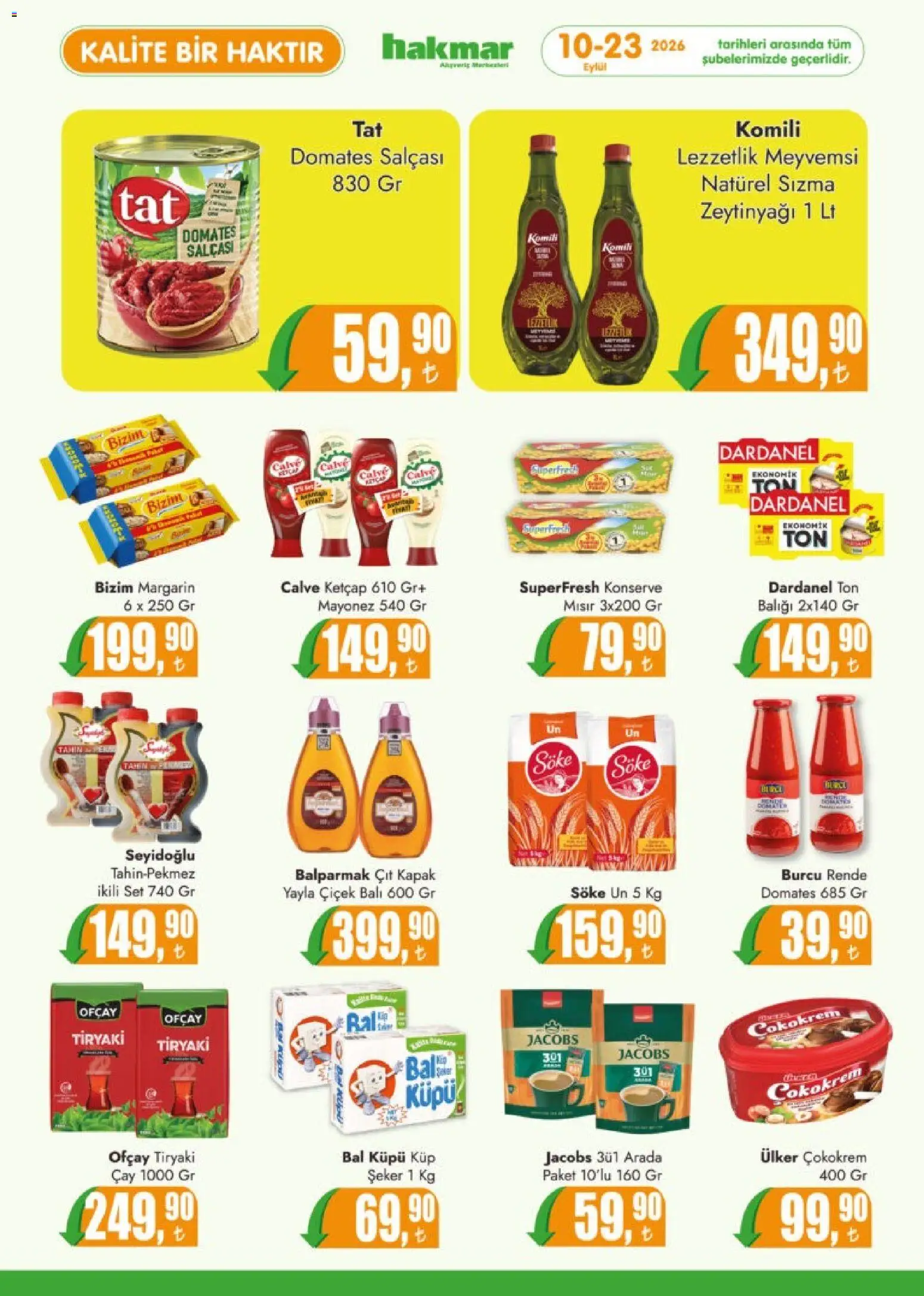 Hakmar Katalog - 10 Eylül 2026 tarihinden itibaren geçerlidir | Sayfa: 3 | Ürünler: Sızma zeytinyağı, Domates, Şeker, Ketçap