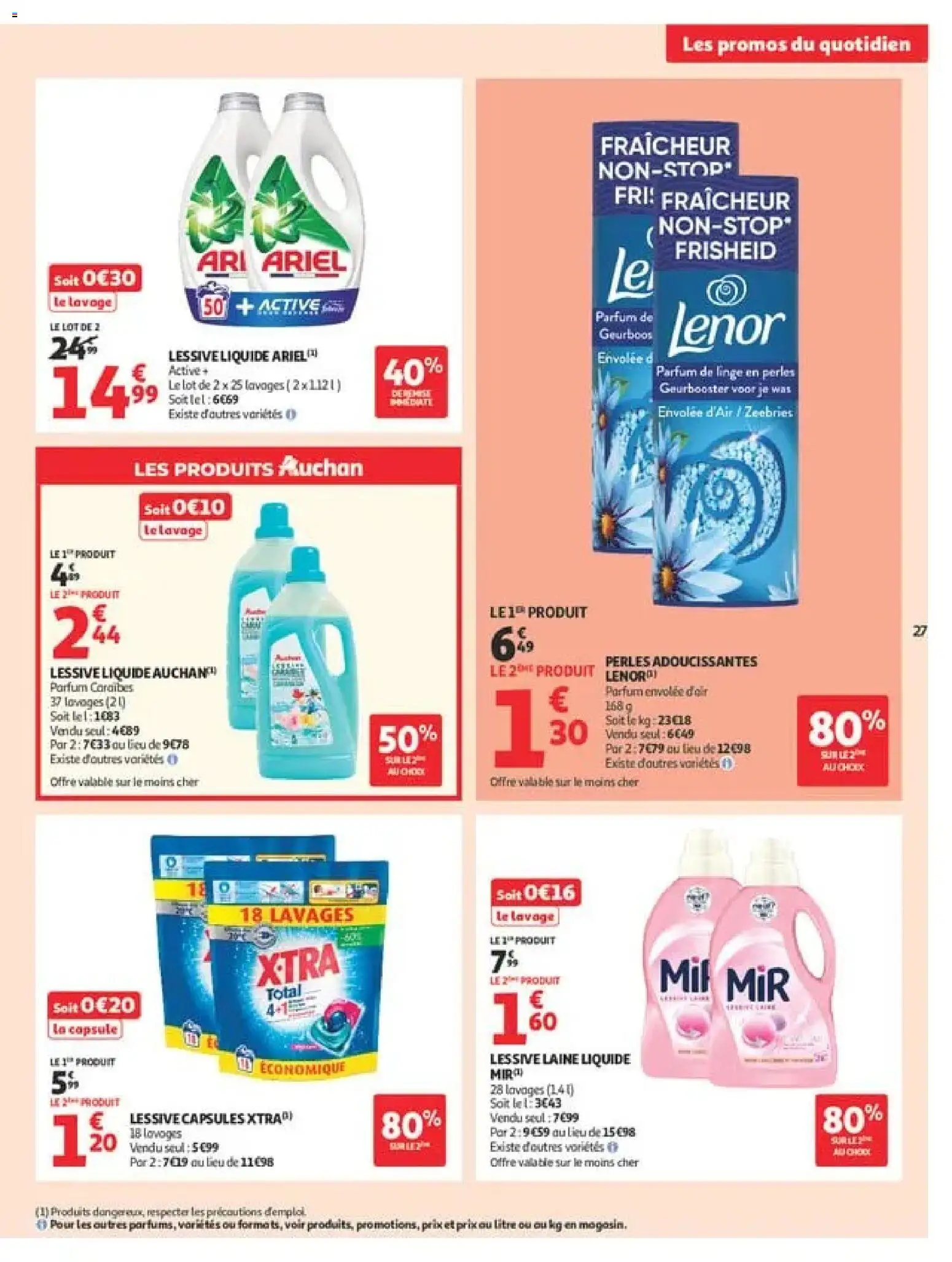 {H1} | Page: 27 | Produits: Lessive Liquide Ariel, Lenor, Capsules, Détergent