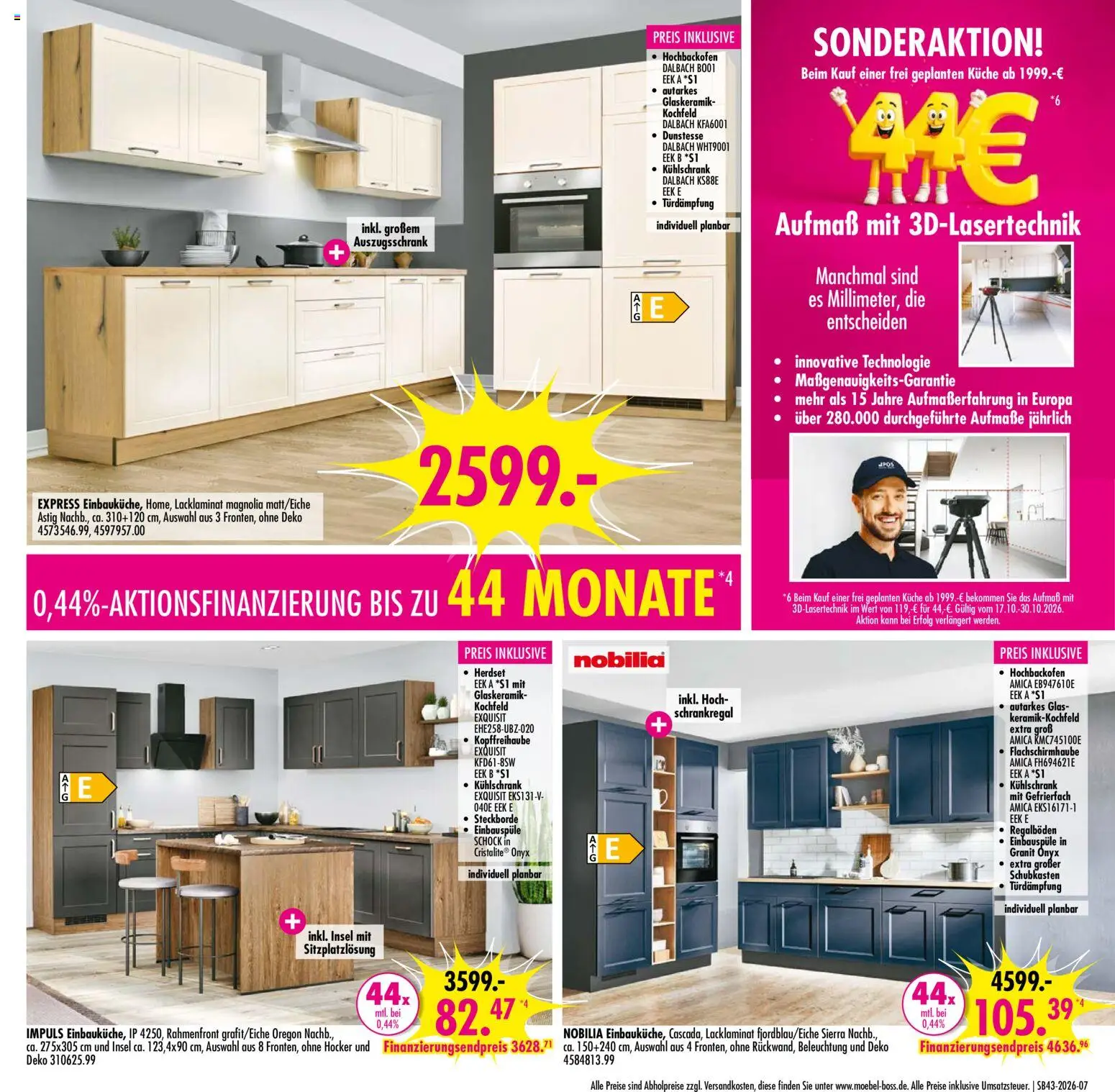 SB Möbel Boss Prospekt – gültig ab 17.10.2026 | Seite: 7 | Produkte: Hocker, Küche, Kühlschrank, Kochfeld
