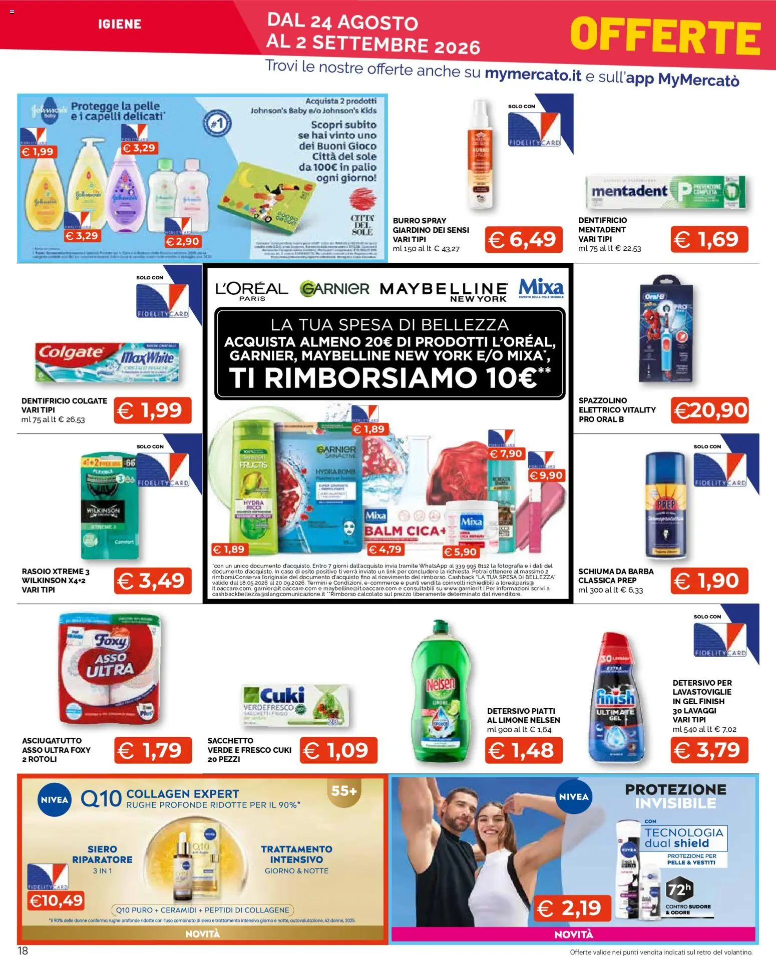 Volantino Mercatò del 24/08/2026 | Pagina: 18 | Prodotti: Schiuma da barba, Rasoio, Gioco, Asciugatutto
