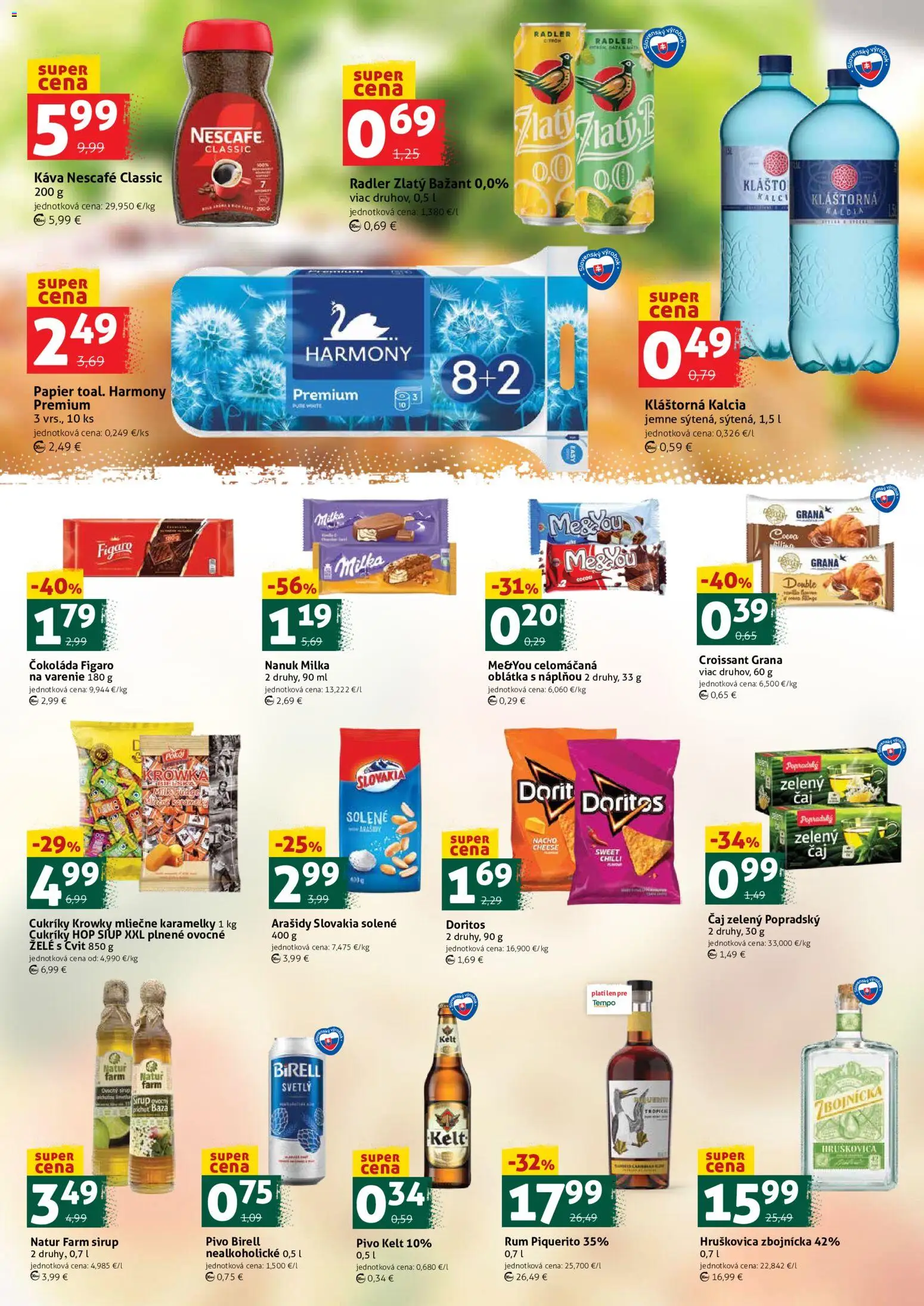 Nové COOP Jednota akcie – leták je platný od 11.09.2026 | Strana: 3 | Produkty: Pivo, Hruškovica, Cukríky, Nescafé Classic