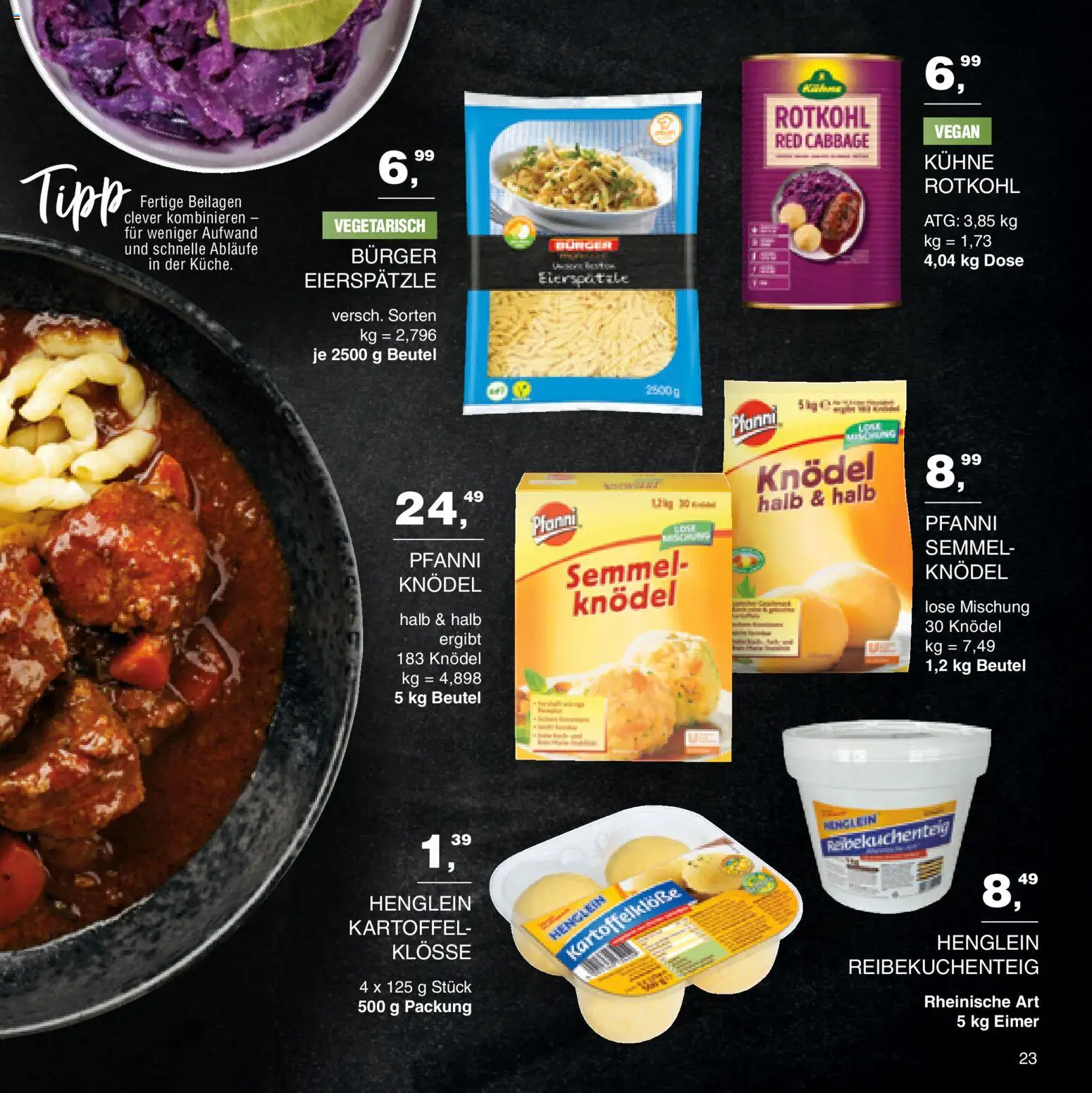 Handelshof Wildkatalog – gültig ab 15.10.2026 | Seite: 23 | Produkte: Beilagen, Rotkohl, Burger