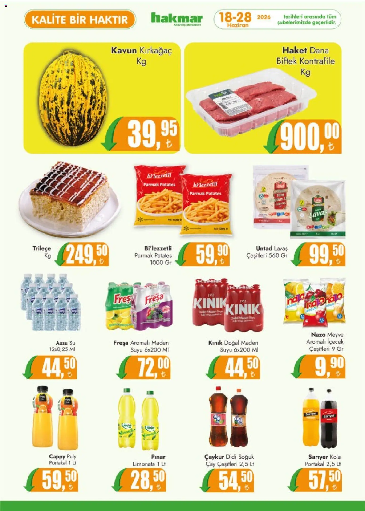 Hakmar Katalog - 18.06.2026 tarihinden itibaren geçerlidir | Sayfa: 4 | Ürünler: Limonata, Meyve, Kavun, Maden suyu