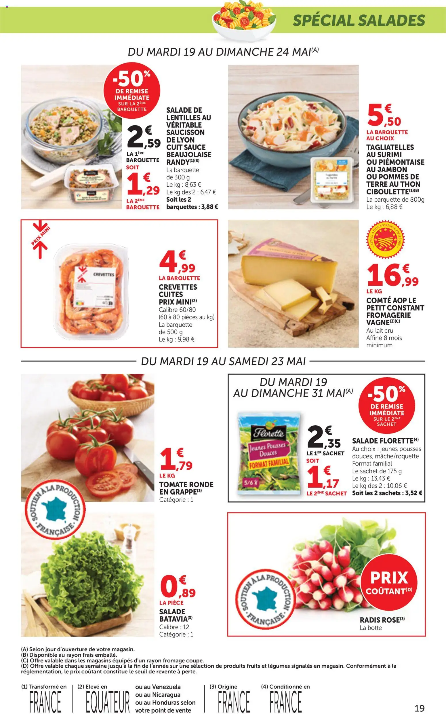 {H1} | Page: 19 | Produits: Crevettes, Thon, Fromage, Pommes