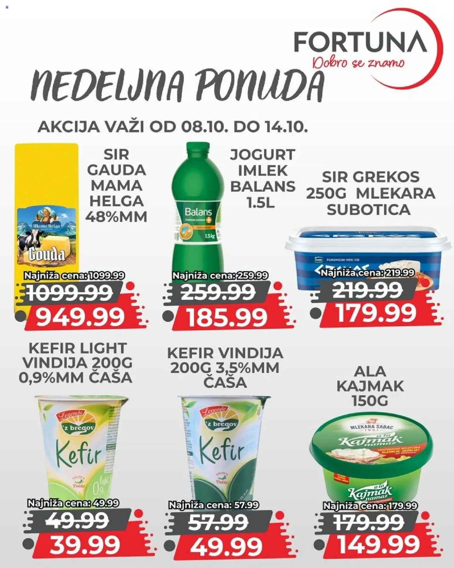 Fortuna Market katalog - važi od 08.10.2026 | Strana: 5 | Proizvode: Kefir, Sir, Jogurt, Kajmak