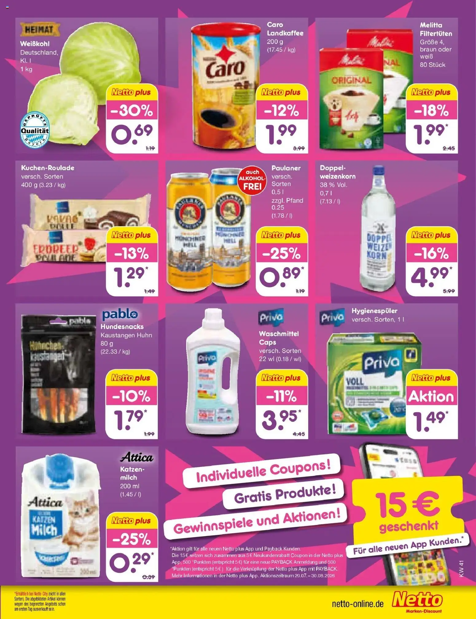 Netto Marken-Discount Prospekt München (ab 05.10.2026) » Angebote | Seite: 70 | Produkte: Melitta, Waschmittel, Alkohol, Paulaner