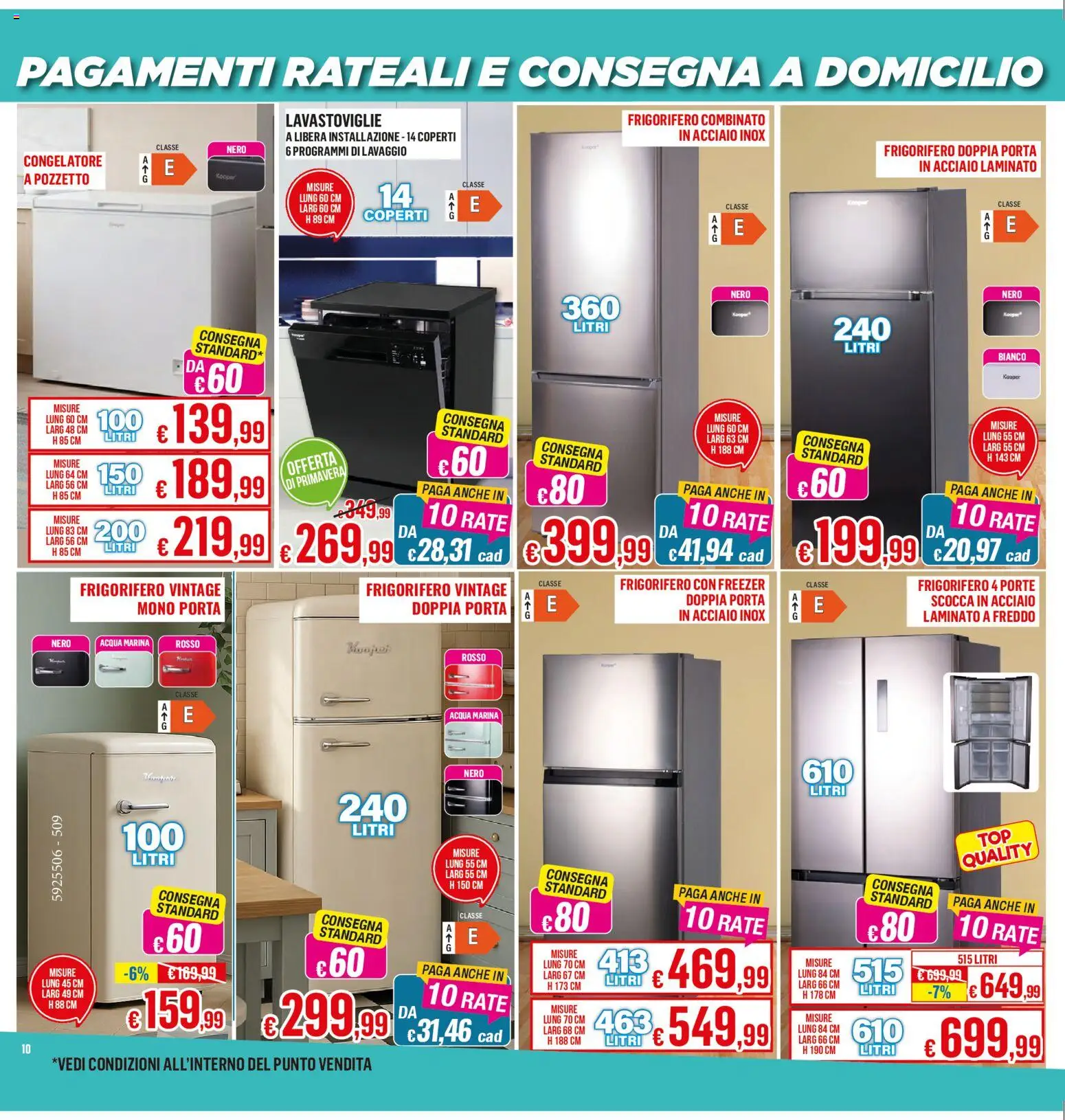 Volantino Satur del 08.04.2026 | Pagina: 10 | Prodotti: Acqua, Freezer, Lavastoviglie, Frigorifero combinato