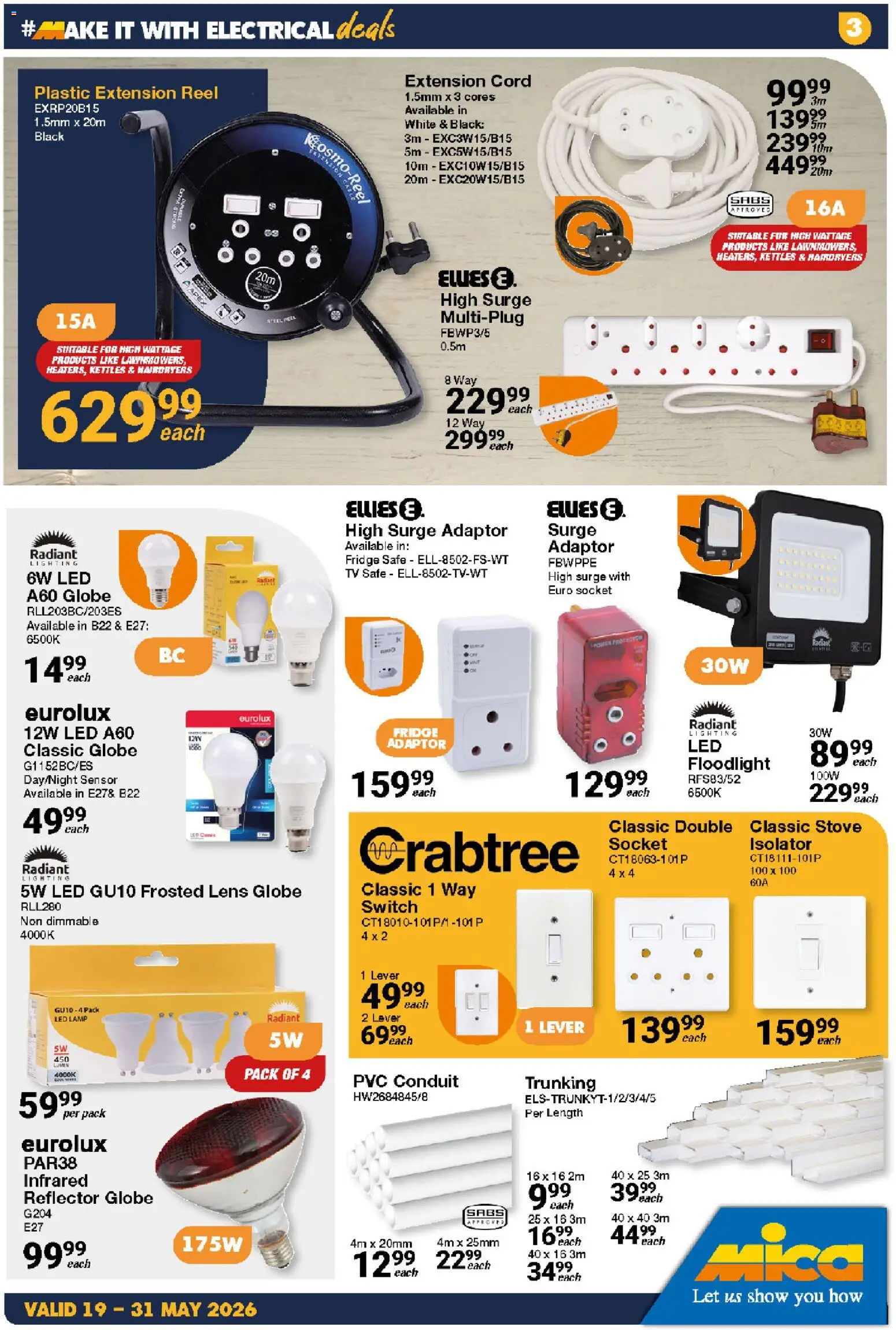 New MICA catalogue – valid from 19.05.2026 | Page: 3 | Products: Globe, Socket, Fridge, Peach