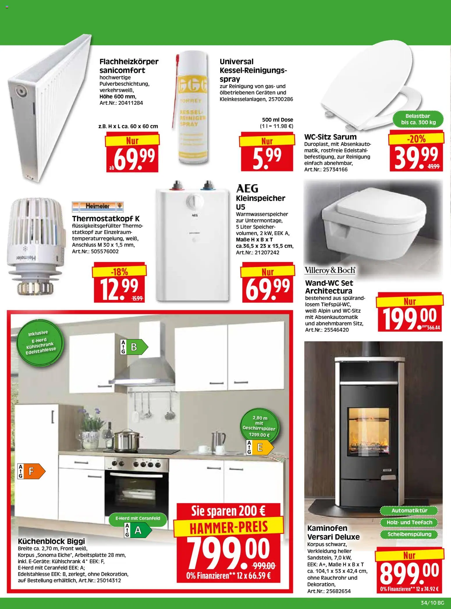 HERKULES Bau & Garten – gültig ab 17.08.2026 | Seite: 10 | Produkte: Geschirrspüler, Küchenblock, Kühlschrank, Kaminofen