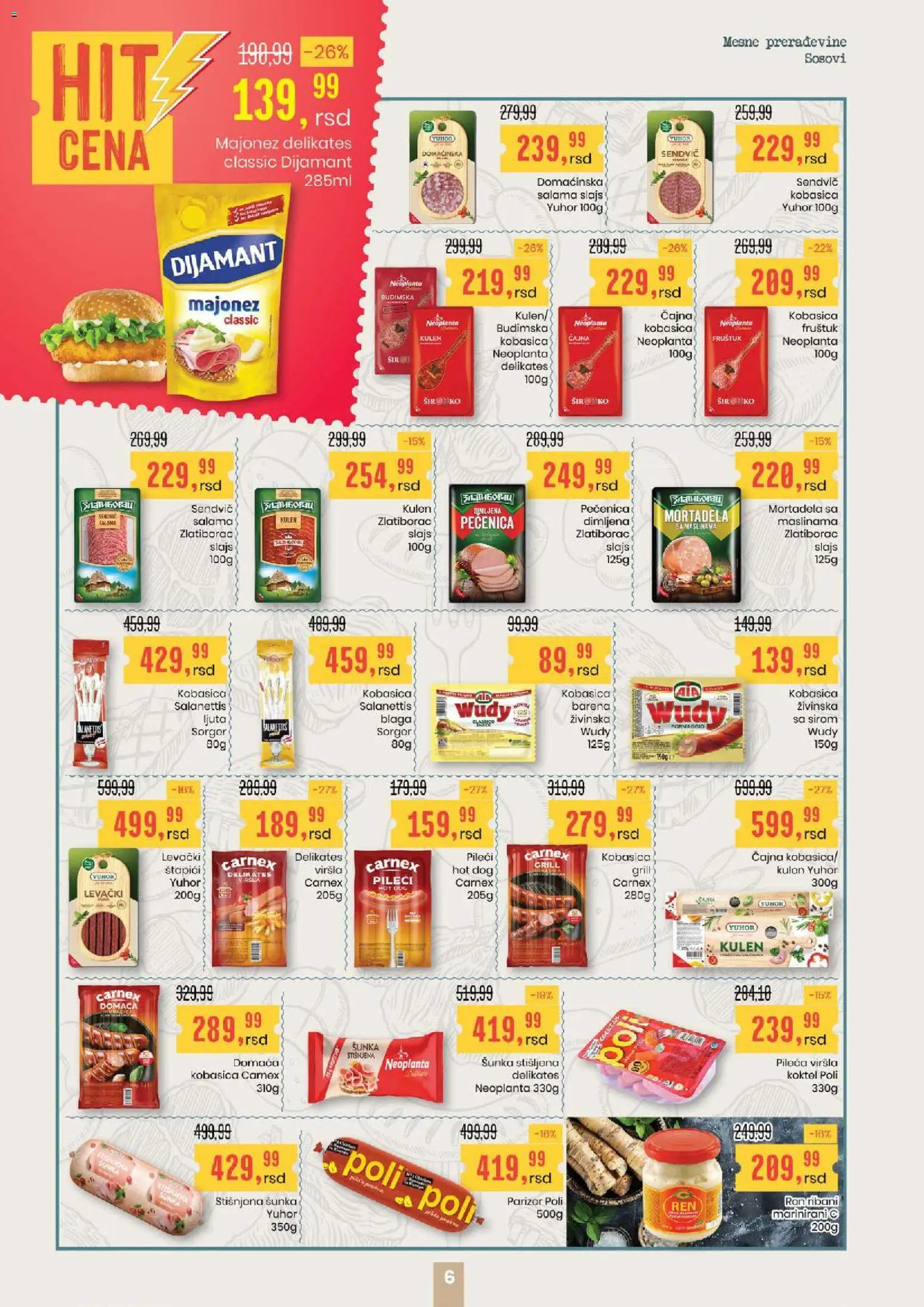 Aroma Market katalog - važi od 30.04.2026 | Strana: 6 | Proizvode: Kulen, Salama, Kobasica, Pečenica