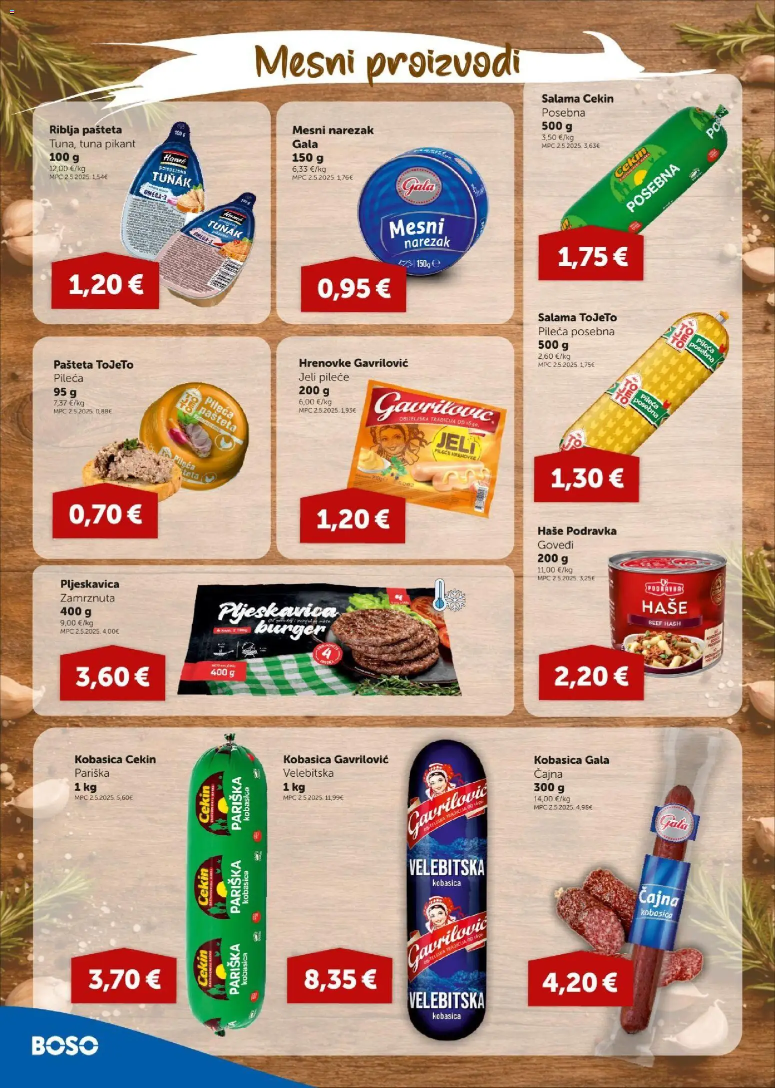 Boso katalog | vrijedi od 02.07.2026 | Stranica: 4 | Proizvodi: Salama, Pašteta, Kobasica, Tuna